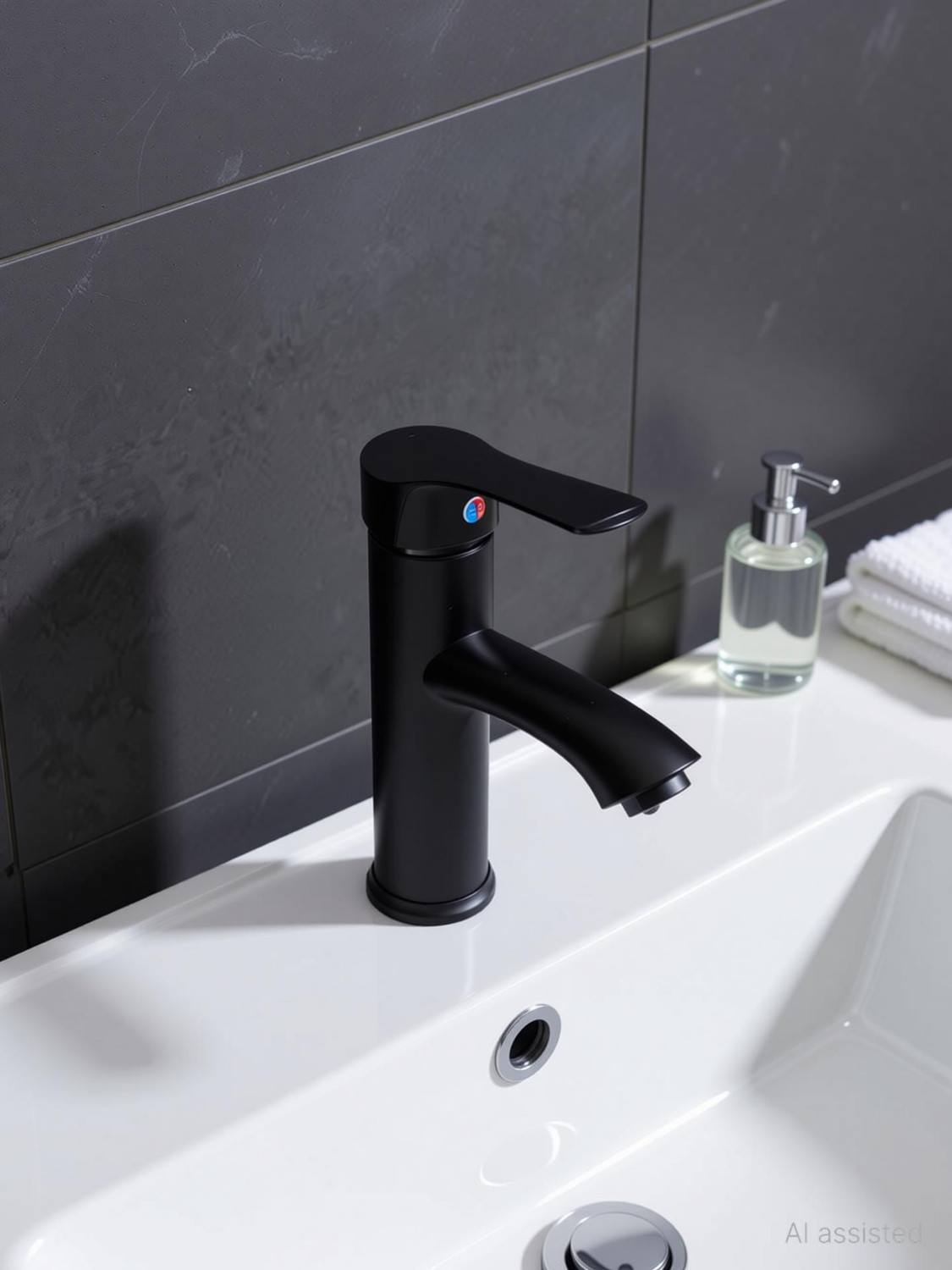 Image of Nirant Wash Basin Tap | Black tap for wash Basin 7 Inch Height, Zinc and Abs Material (Black) Wall Mixer Faucet
