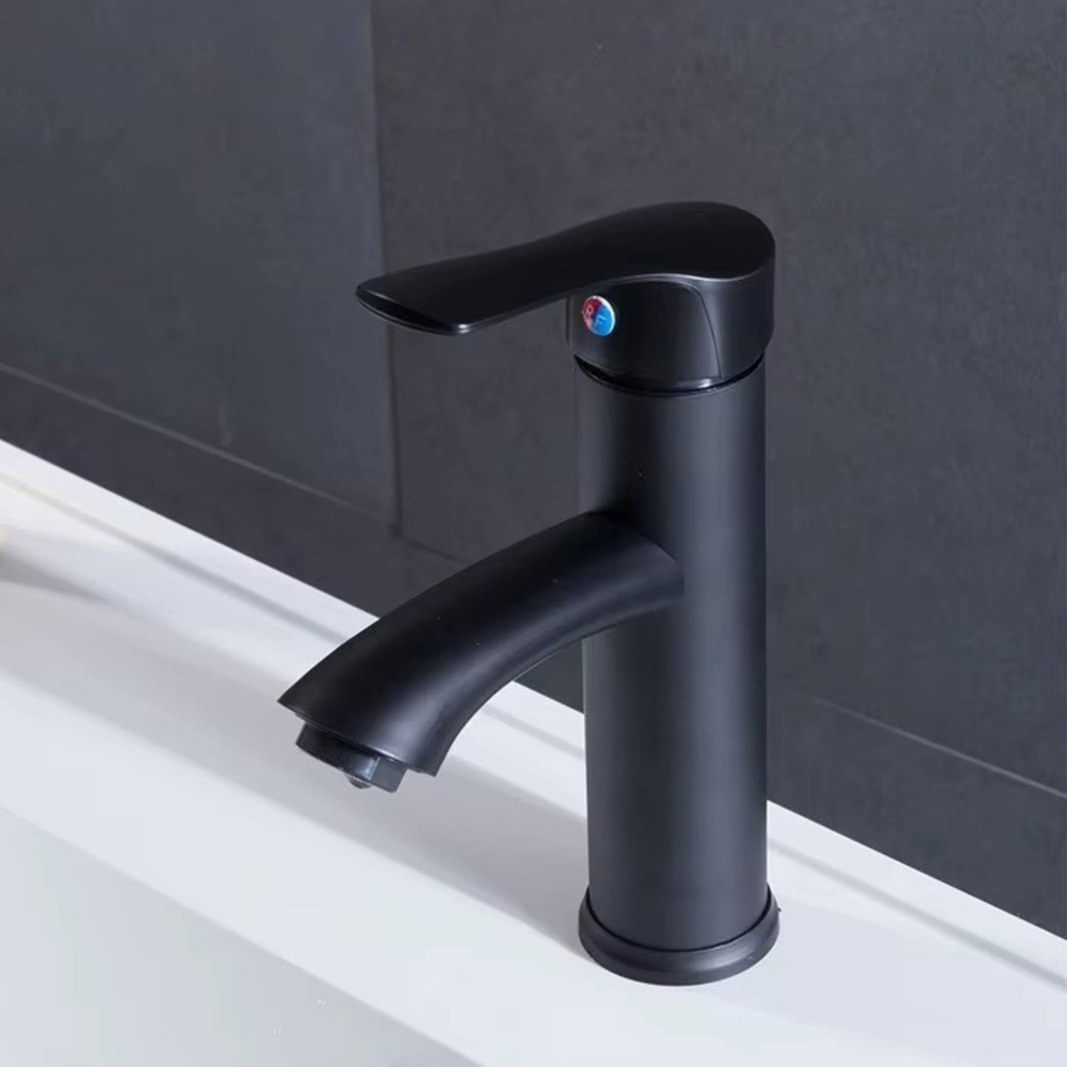 Image of Nirant Wash Basin Tap | Black tap for wash Basin 7 Inch Height, Zinc and Abs Material (Black) Wall Mixer Faucet