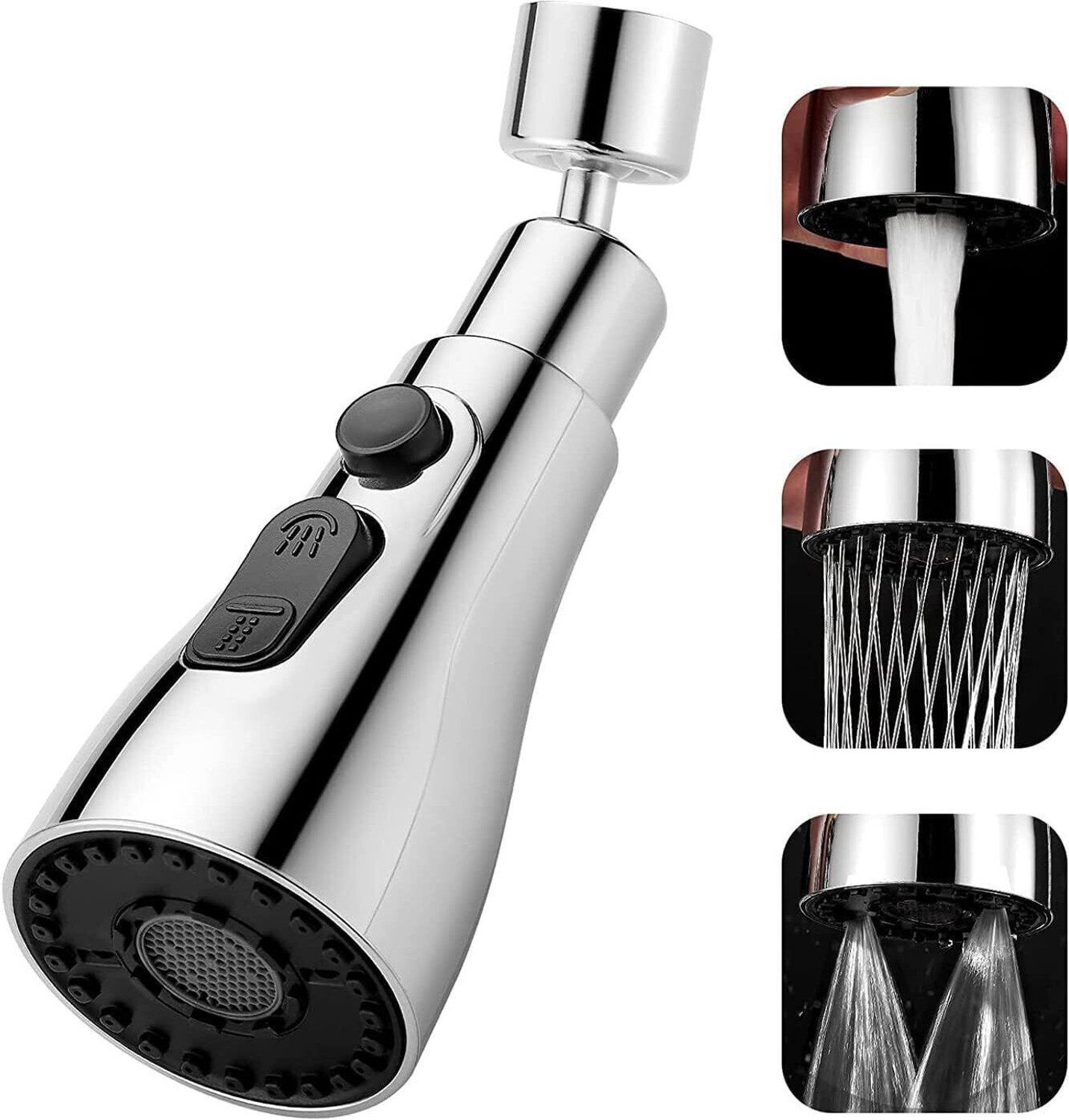 Image of Stadash Tap Extender for Kitchen Sink, 3-Function Pull Down Faucet Extension, Rotatable Splash Filter, Flexible Tap for Kitchen, Bathroom Sink Adjustable Spray Modes Sink Tap Faucet