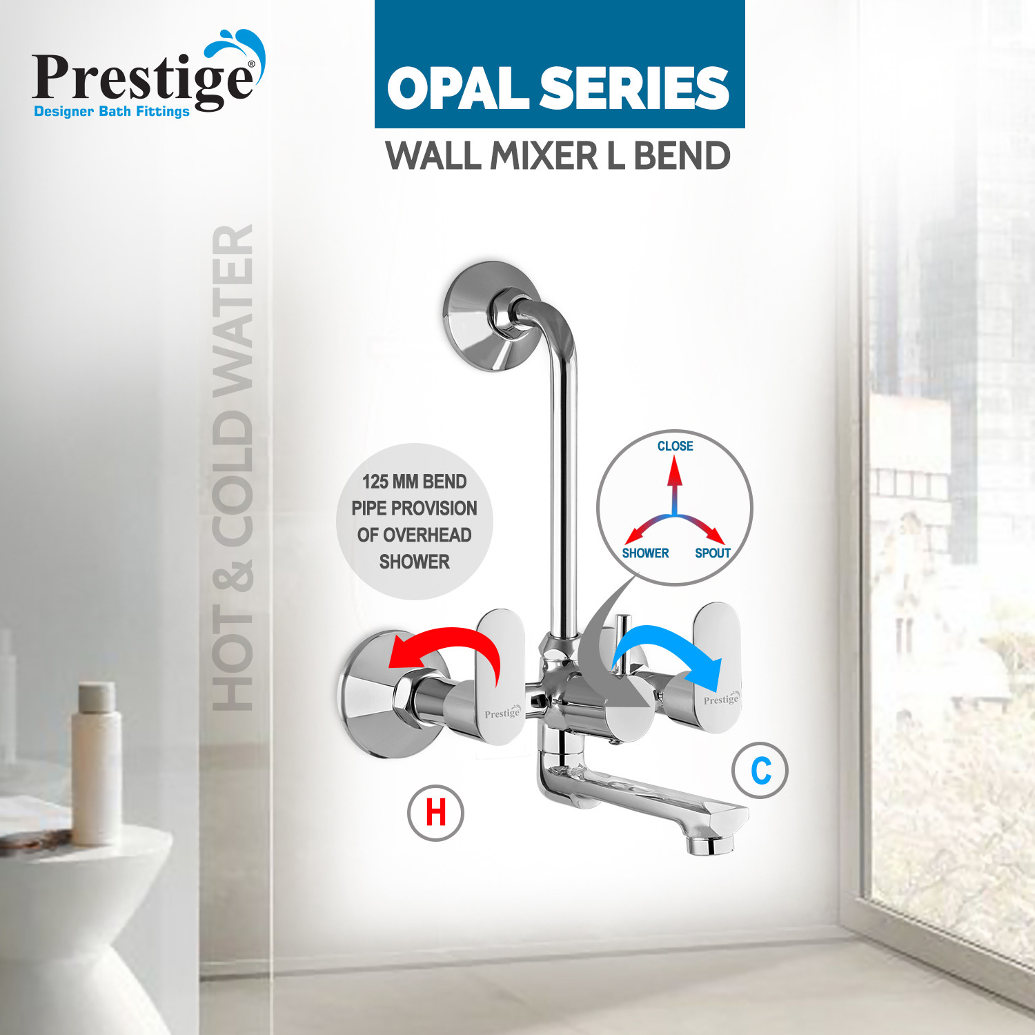 Image of Prestige Ocean Telphonic Wall Bend Wall Mixer Faucet