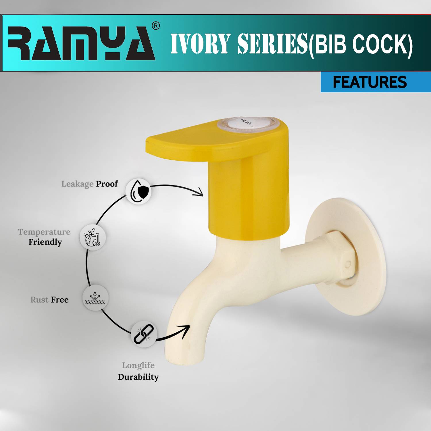 Ramya Ivory Bib Cock Tap Pack of 4 - Image 4