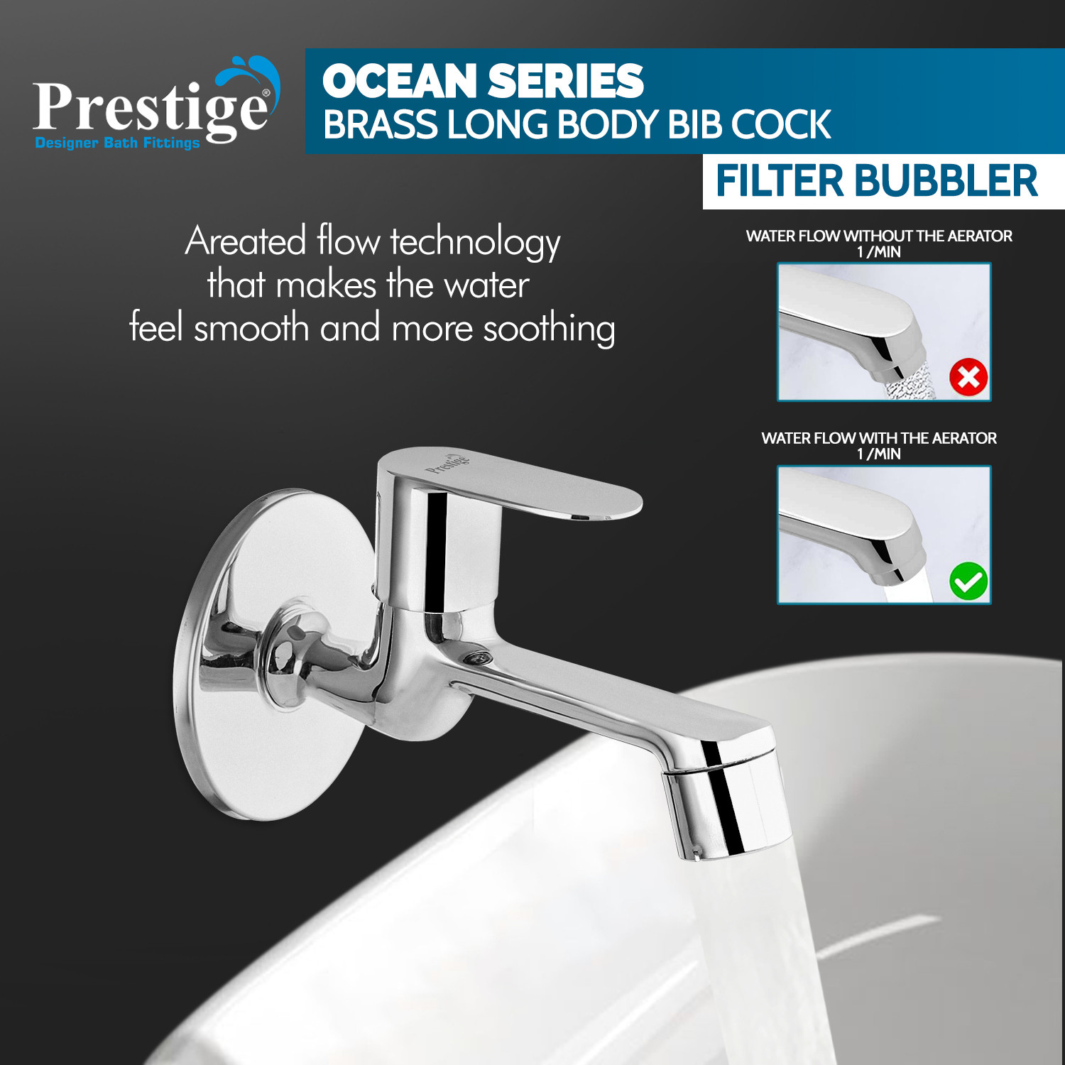 Image of Prestige Ocean Long Body-Pack Of 2 Bib Tap Faucet