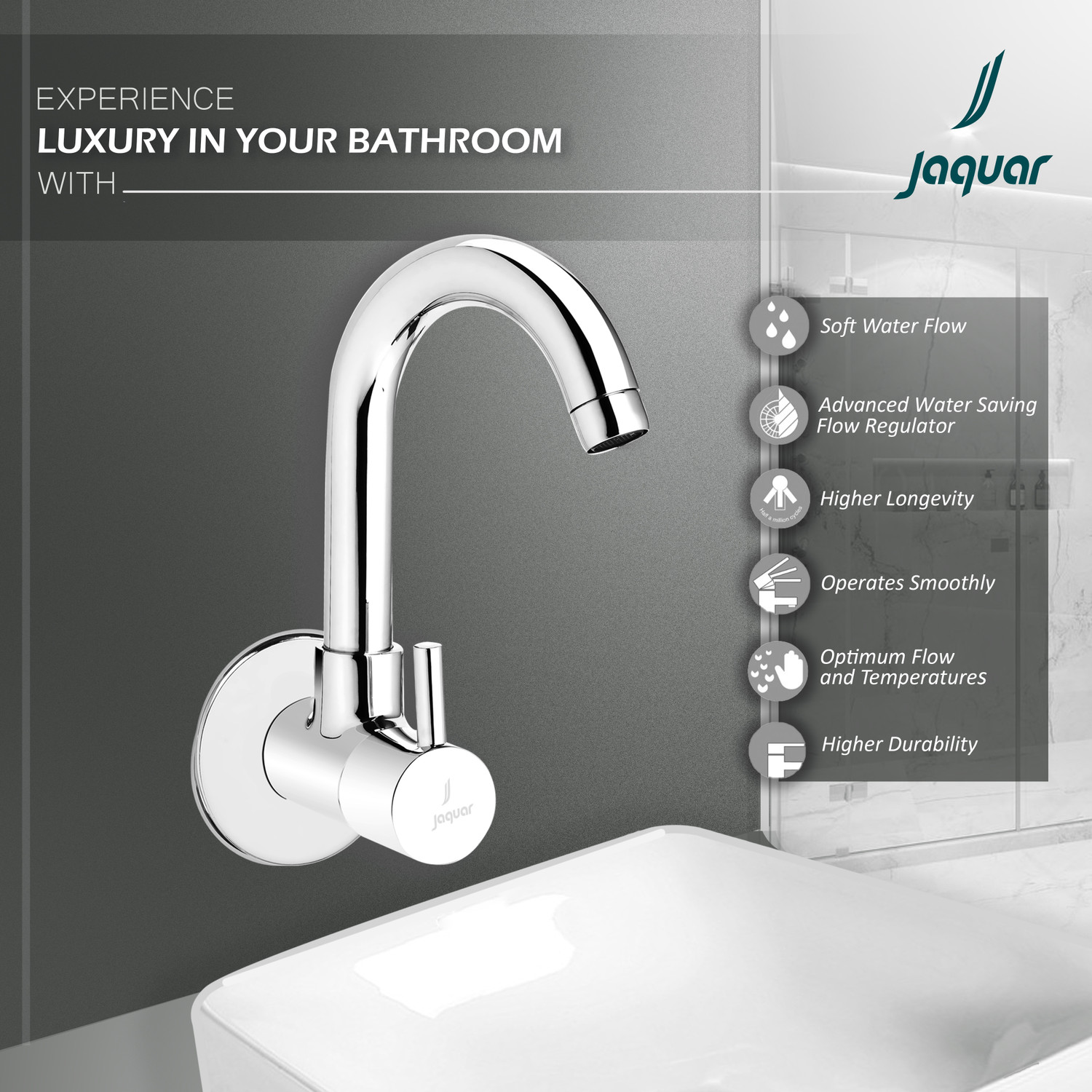 Image of Jaquar SINK COCK with SWING SPOUT Sink Mixer Faucet