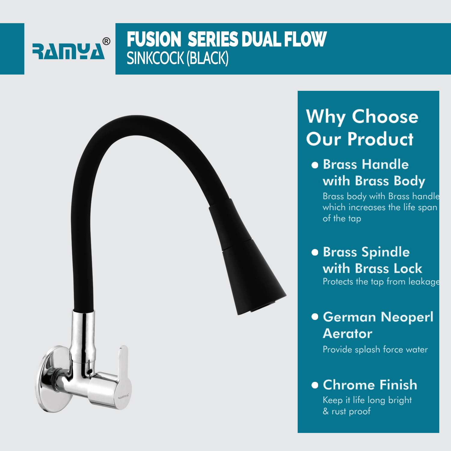 Image of Ramya Pilot Silicon Swivel Spout & Dual Flow Pattern For Hot OR Cold Water Tap With 360 degree swivel spout For Kitchen Sink Wash Basin Pillar Tap Faucet