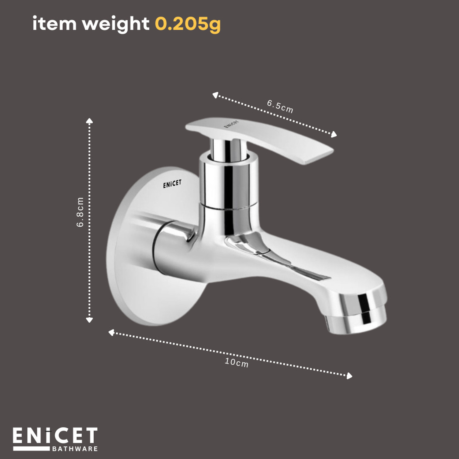 Image of ENICET by - Brass Tap for Bathroom, Set of 2, With Wall Flange, Bib Cock Short Body, 7 Years Warranty, Foam Flow, Bathroom Taps for Home, Water Tap Wall Mounted Bib Tap Faucet