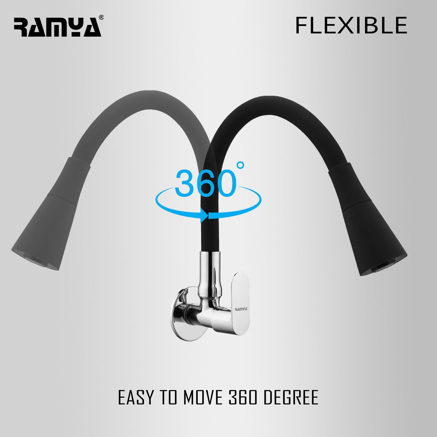Image of Ramya Ocean Smart Flexible Sink Tap Black (With 360 Degree Flexible Silicon Hose & Dual Flow Pattern) Cold Water Tap Sink Tap Faucet