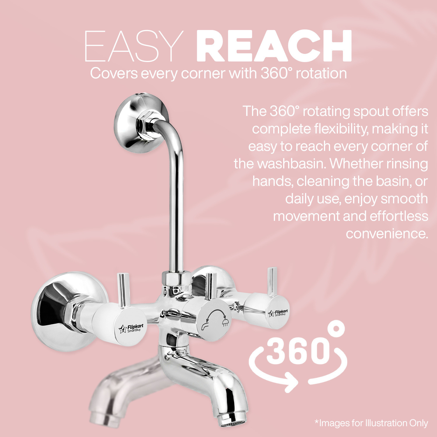 Image of Flipkart SmartBuy FK-Florentine Brass Wall Mixer with L-Bend | Hot & Cold Water Mixer Tap Wall Mixer Faucet