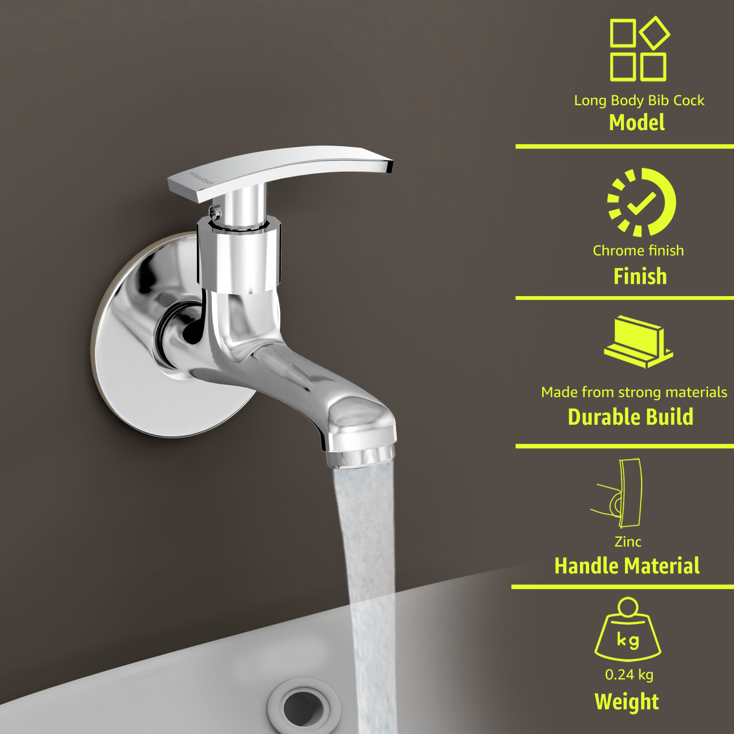Image of Plantex Bib Cock for Bathroom /Water Tap for Kitchen /Steel Tap /Faucet /Bathroom Fittings Pack of 2 (SAMAR) Bib Tap Faucet (Wall Mount Installation Type)
