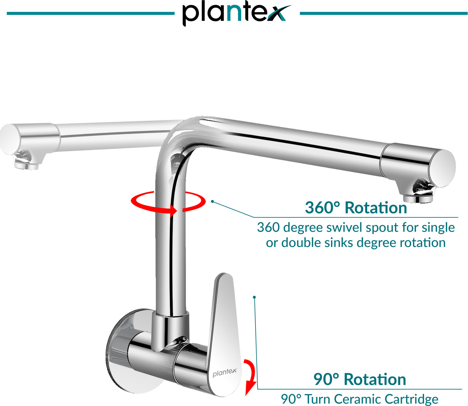 Image of Plantex Brass Sink Tap for Kitchen with Wall Flange & Teflon Tape /Kitchen Sink Faucet DOL-4301 Sink Tap Faucet