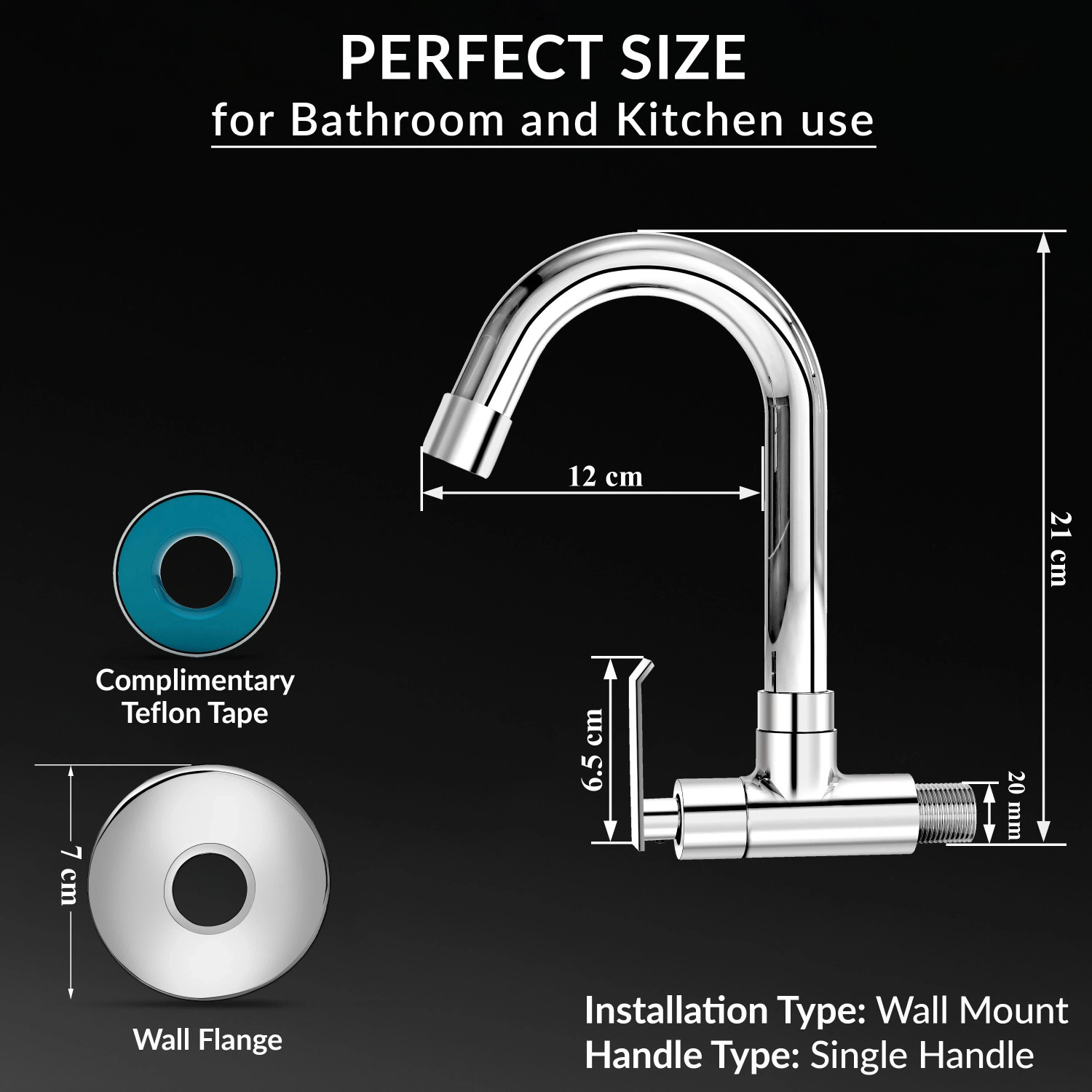 Image of Plantex Swan Neck Sink Tap for Kitchen /Sigle Lever Tap with Teflon Tape /Ktchen Faucet Basin Mixer Faucet