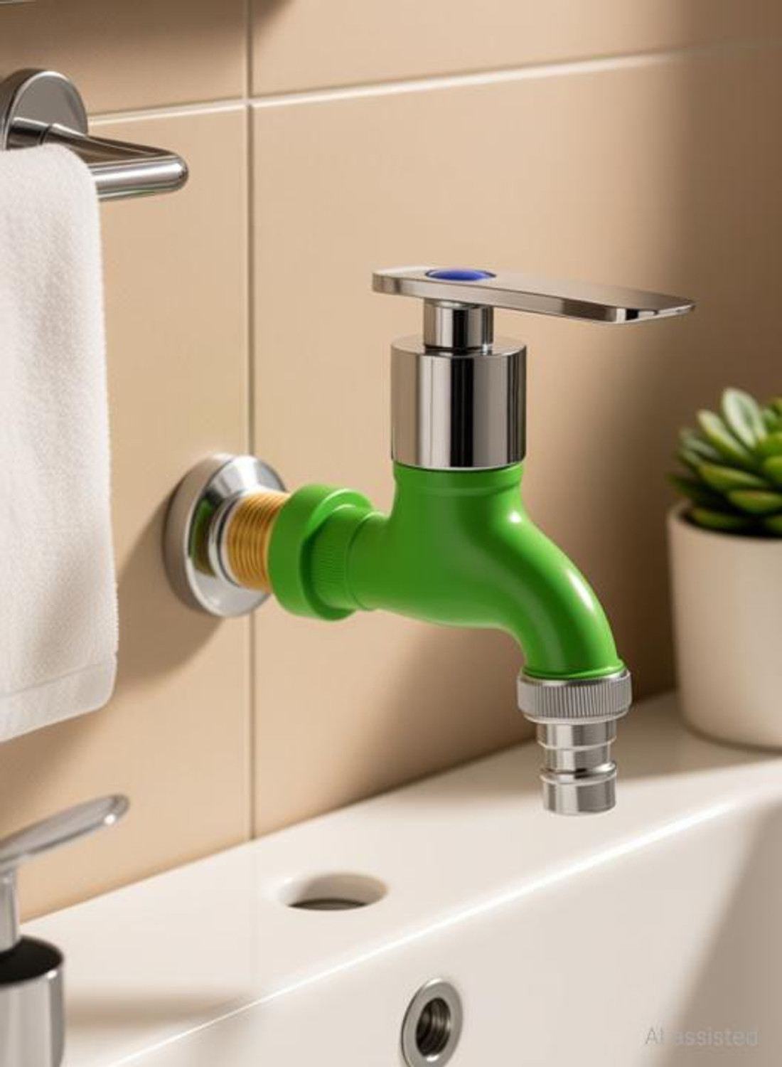 Image of Kyari PVC Miami Nozzle Bib Tap - Green Spout Faucet