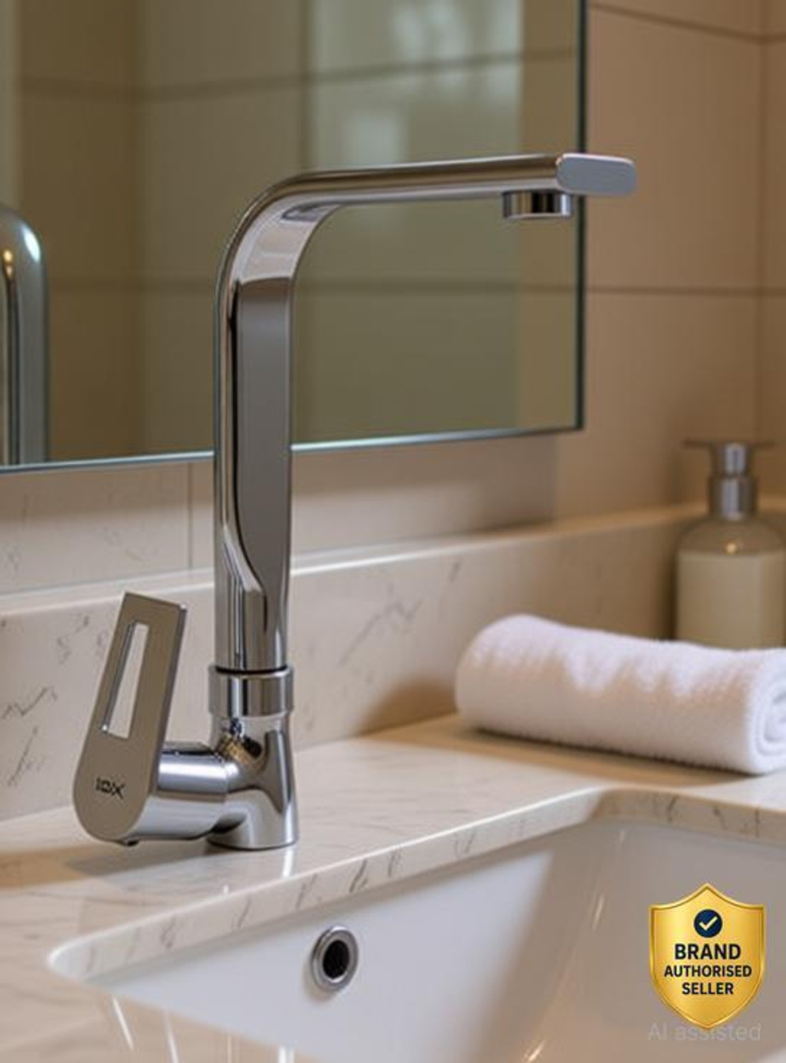 Image of 10x by 10X Rotateable Brass Swan Neck Tap SN-9847 for Washbasin /Kitchen Swan Neck Faucet