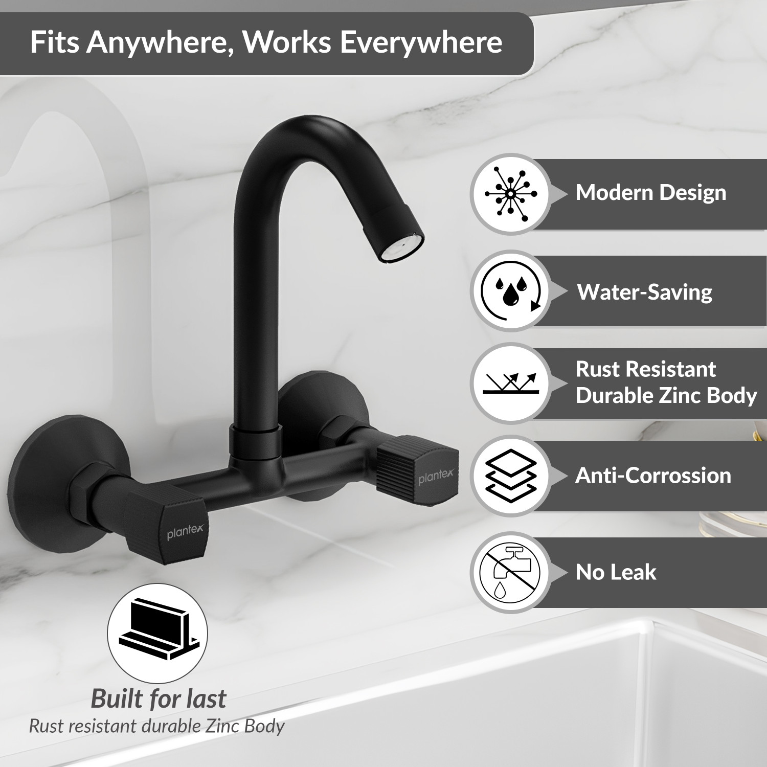 Image of Plantex Sink Mixer Tap for Kitchen with 360 Swivel Spout /Hot and Cold Water Tap Sink Mixer Faucet