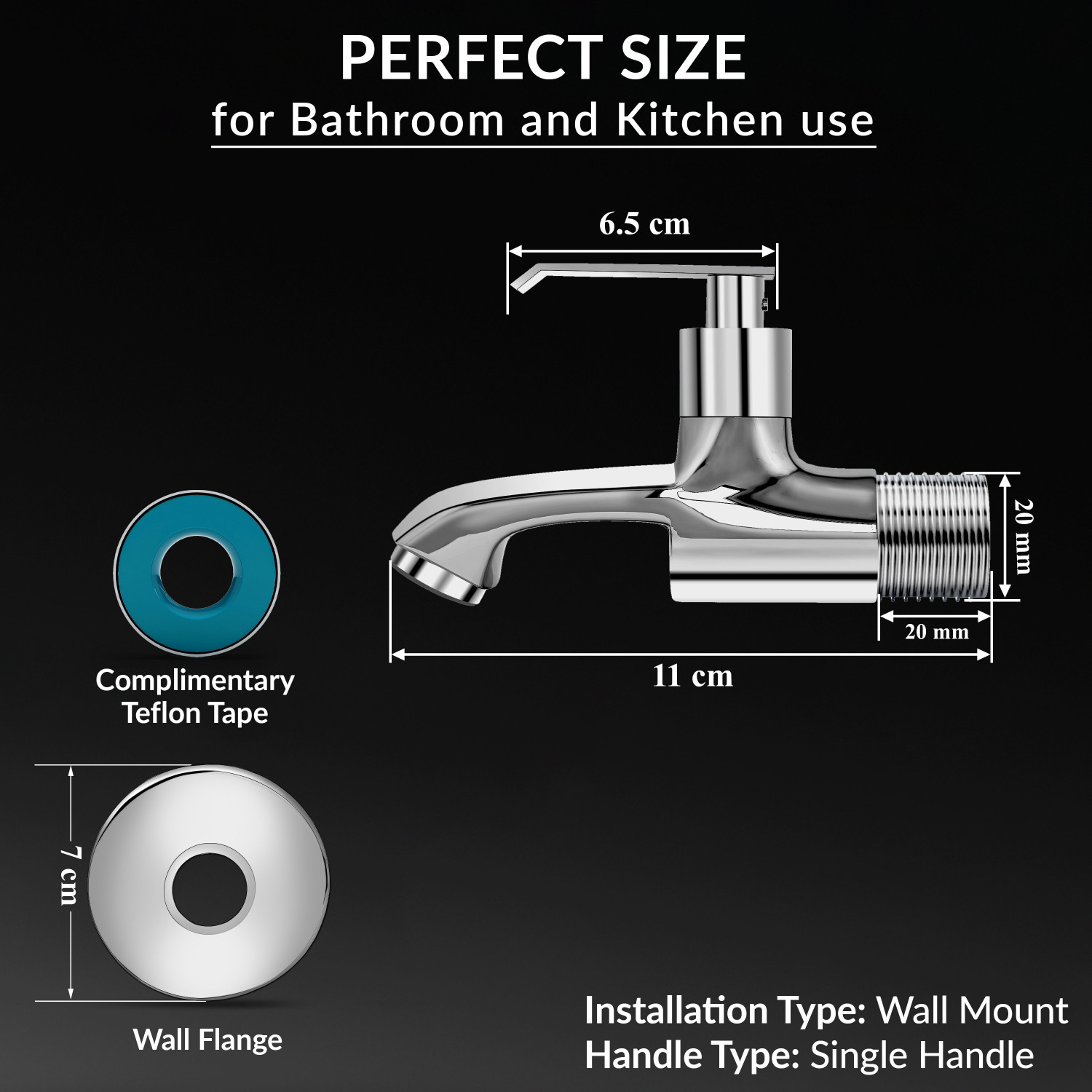 Image of Plantex Bib Cock Tap for Bathroom /Short Body Taps /Tap for Wash Basin with Teflon Tape Bib Tap Faucet
