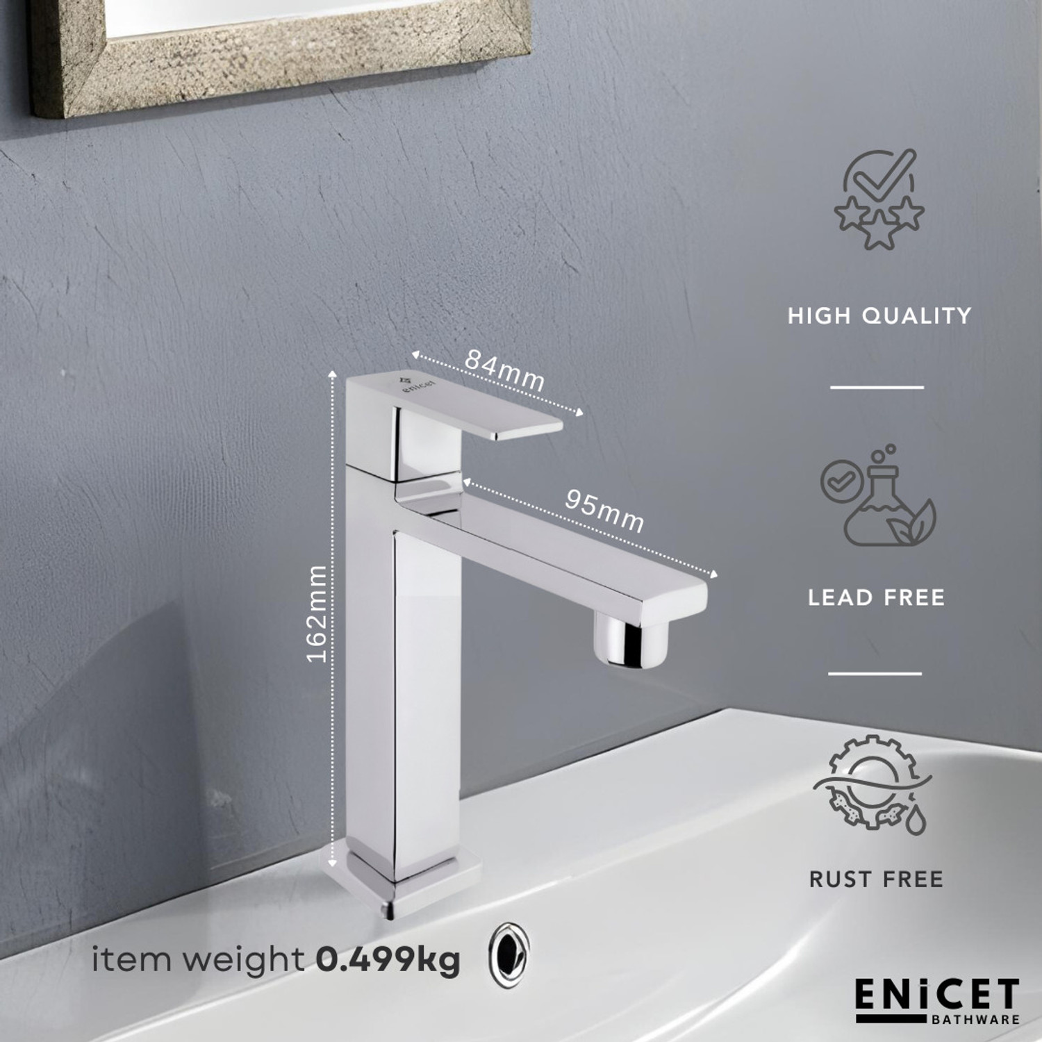 Image of ENICET Pillar Tap for Wash Basin | SS304 pillar tap | Modern Table Top Wash Basin Tap Deck Mount Pillar Cock | 6in pillar tap | short basin tap | table top tap | Pillar Tap Faucet