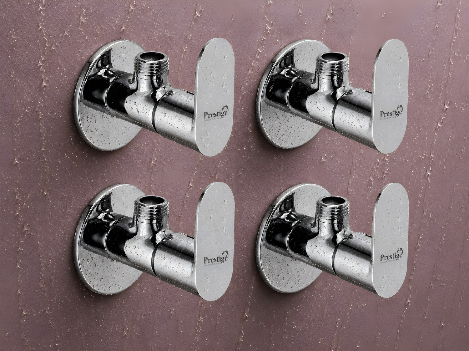 Image of Prestige by Prestige Opal Angle Cock With Wall Flange Pack Of 4 Bathroom Fitting Taps Angle Cock Faucet