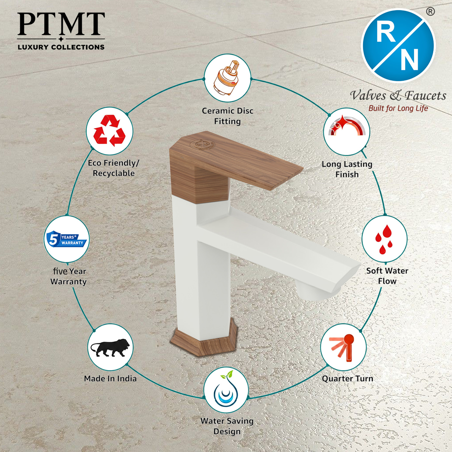Image of RN Luxury PTMT G20 Pine 15mm Pillar Cock with Foam Flow for Wash Basin Pack of 1 Pillar Tap Faucet