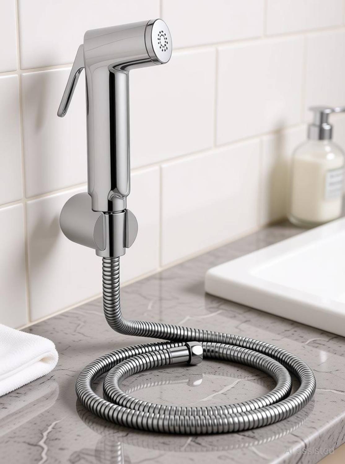 AeoFit ECO ABS chrome plated health faucet (with 1mtr SS Shower Tube) And Wall Hook for bathroom/toilet jet spray faucet et Health  Faucet