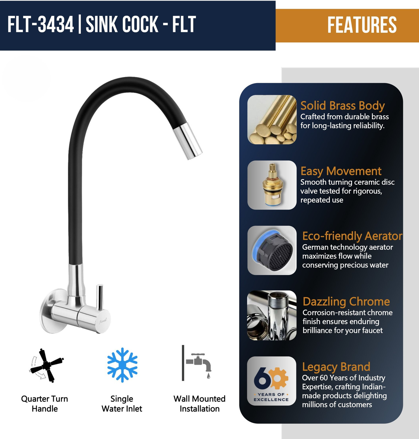 Image of KAMAL FLT-3434 Sink Tap Faucet
