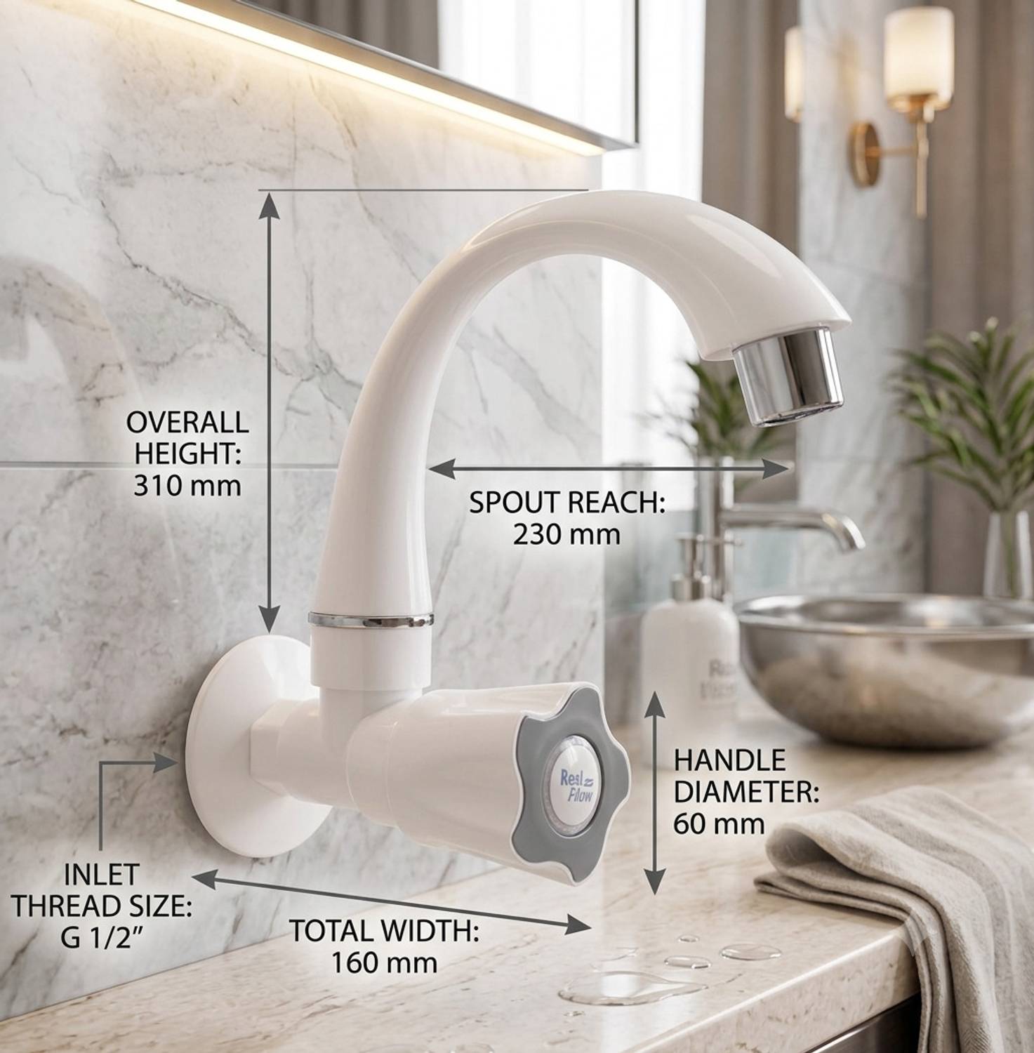 REALFLOW Flower Sink Tap Grey - Image 3