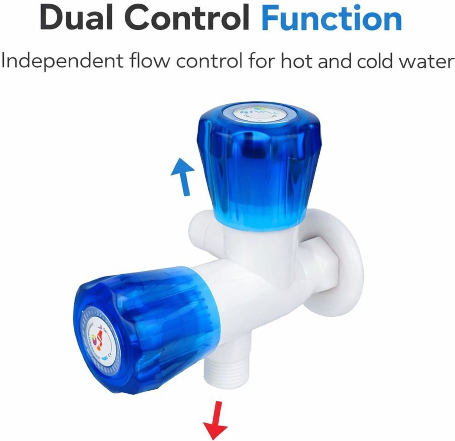 Image of rival by RIVAL Blue 2 Way Plastic Angle Valve Water Tap - ABS Bib Cock with Dual Crystal Knob Angle Cock Faucet