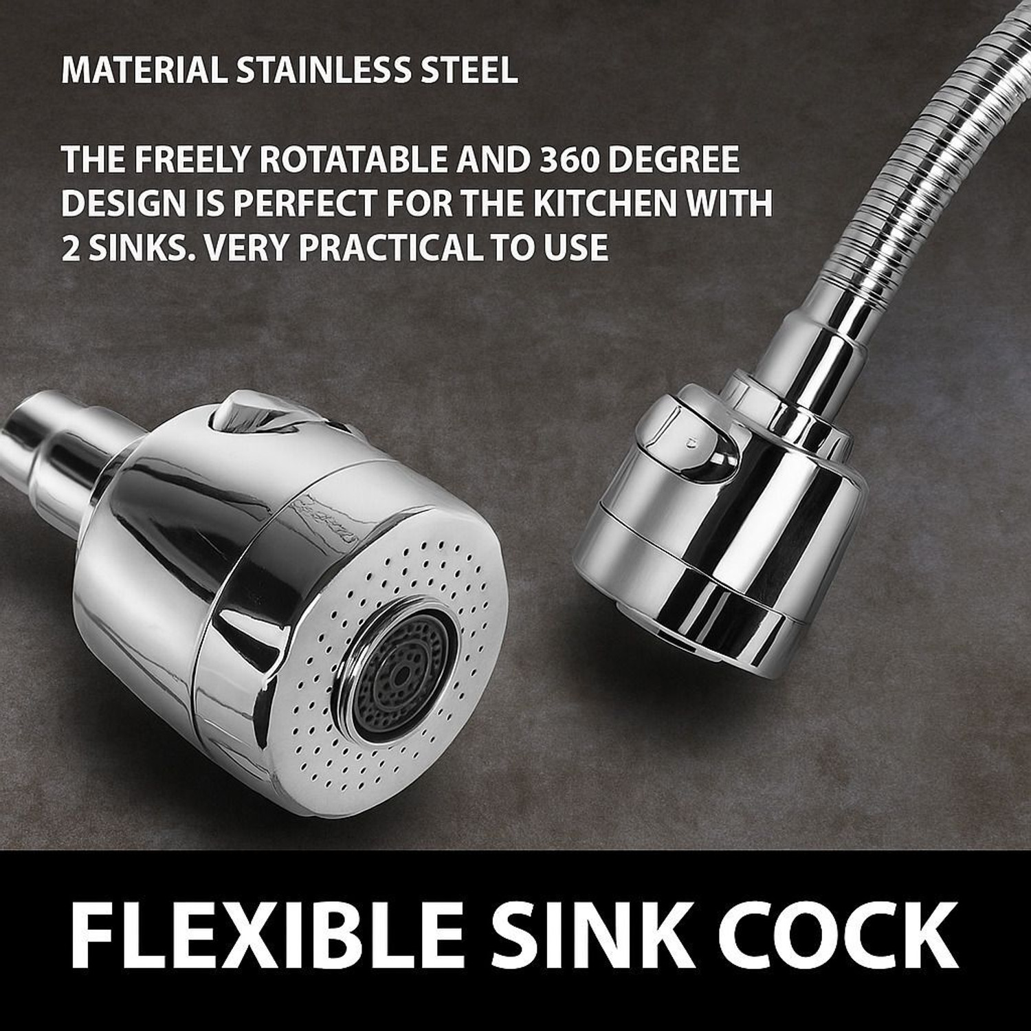 Image of Clinton OCEAN (Brass) Kitchen Sink Spray Spout Flexible Sink Cock with Flange Sink Tap Faucet