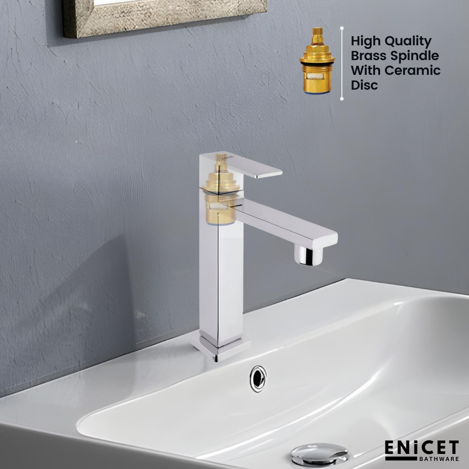 Image of ENICET Pillar Tap for Wash Basin | SS304 pillar tap | Modern Table Top Wash Basin Tap Deck Mount Pillar Cock | 6in pillar tap | short basin tap | table top tap | Pillar Tap Faucet