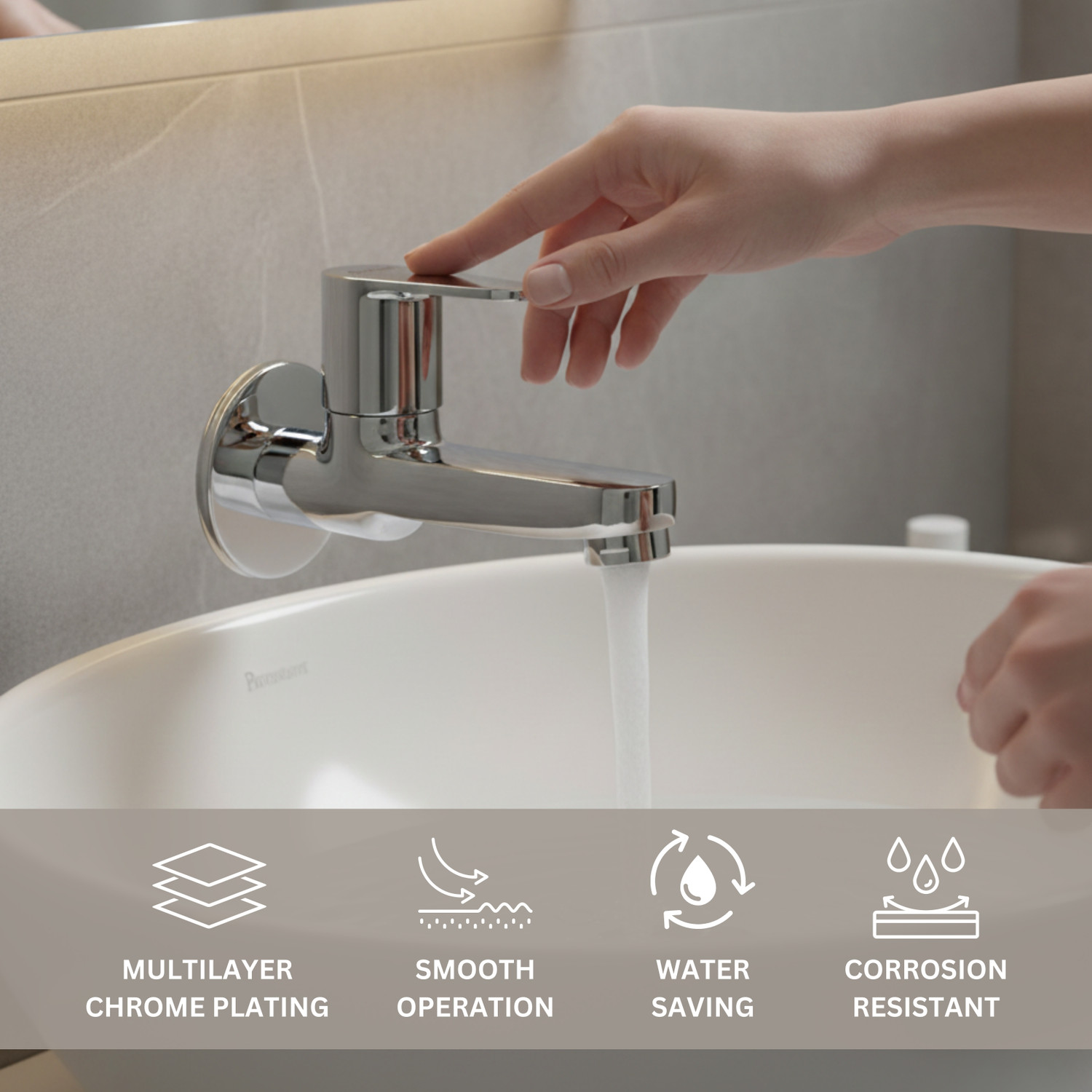 Image of Parryware by Parryware UNO Long Body Bib Cock Tap | T5006A1 UNO Bib Tap Faucet