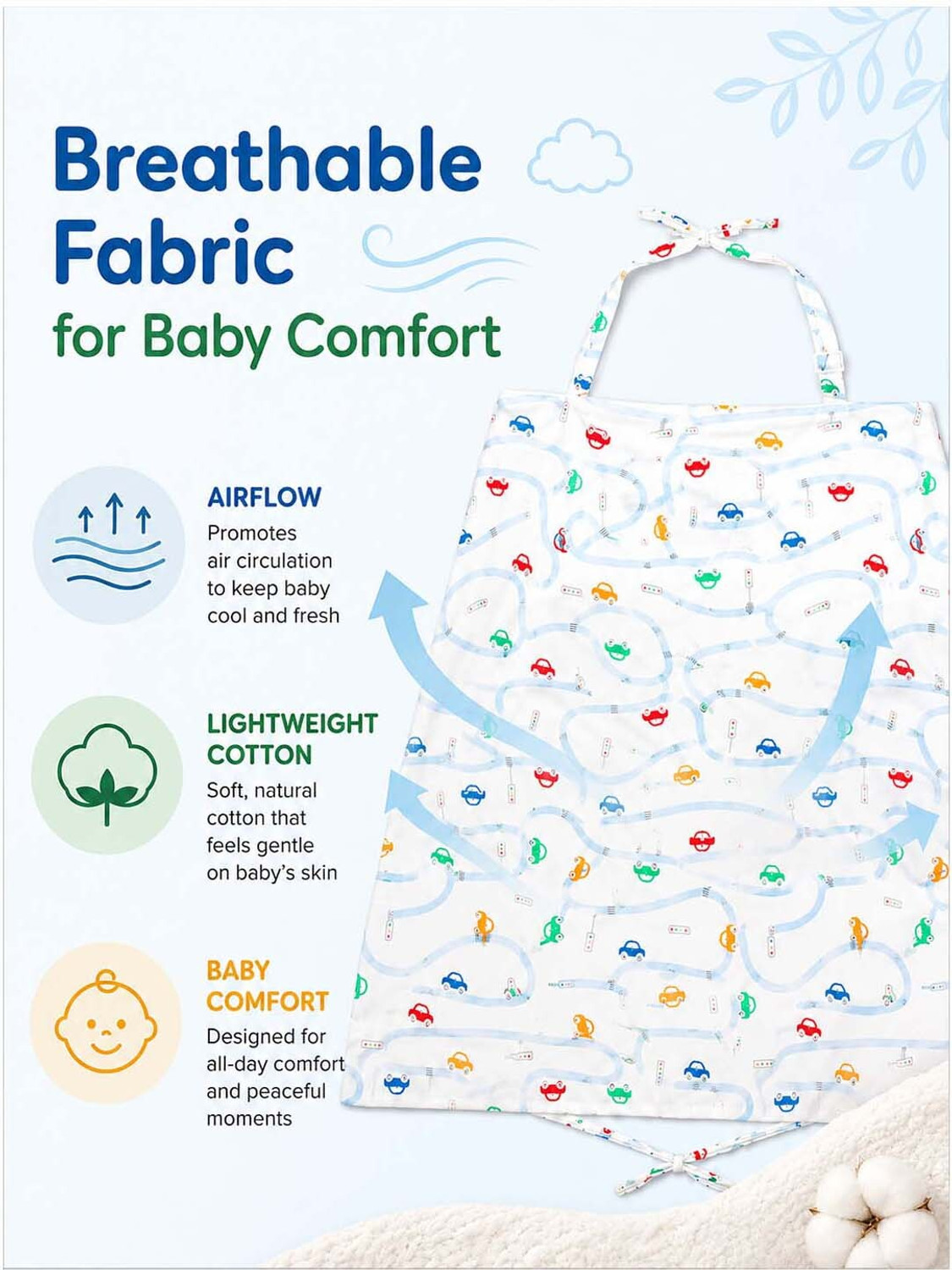 Image of MOTHERLY Nursing Cover for Breastfeeding - Soft, Breathable Feeding Apron for Mom Feeding Cloak