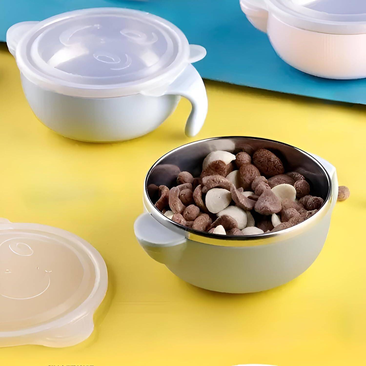 BLLUEX Baby Feeding Steel Bowl 300 Ml  - plastic, stainless steel