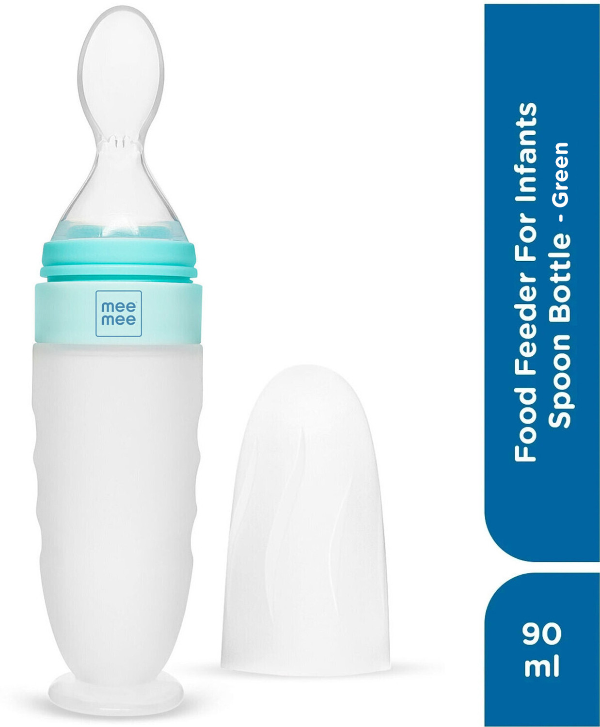 Image of MeeMee Baby Food Feeder Mini Meal Silicone Spoon Bottle for 6+ Month Baby, BPA Free - Silicone (Green)