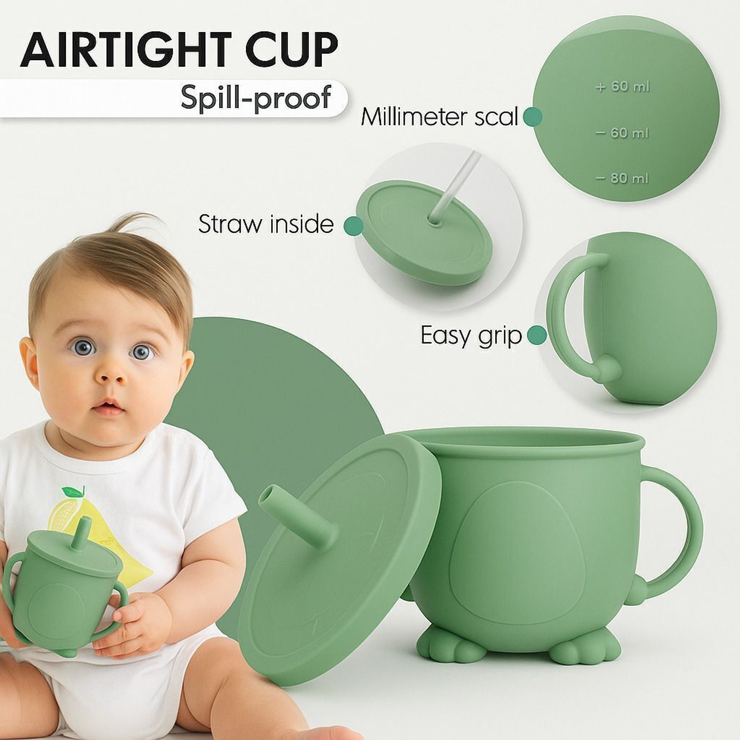 Image of Mooues BPA Free Silicone Baby Feeding Set with Suction Plate, Bowl, Bib & Sippy Cup - Silicone
