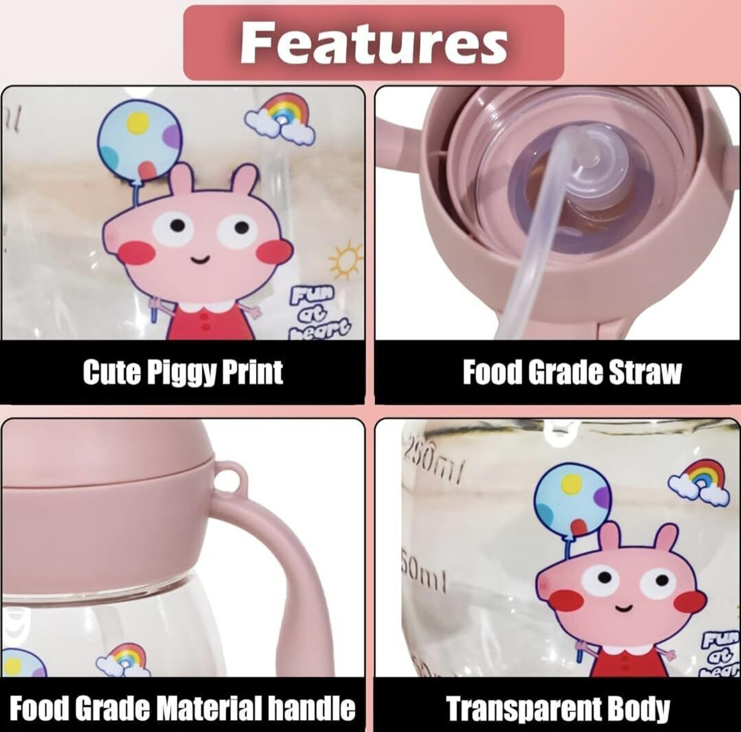 Image of Smiley mia Baby Sipper Cup 340ml, Anti-Spill Design |Soft Silicone Spout & Straw, 6m+ - Silicone