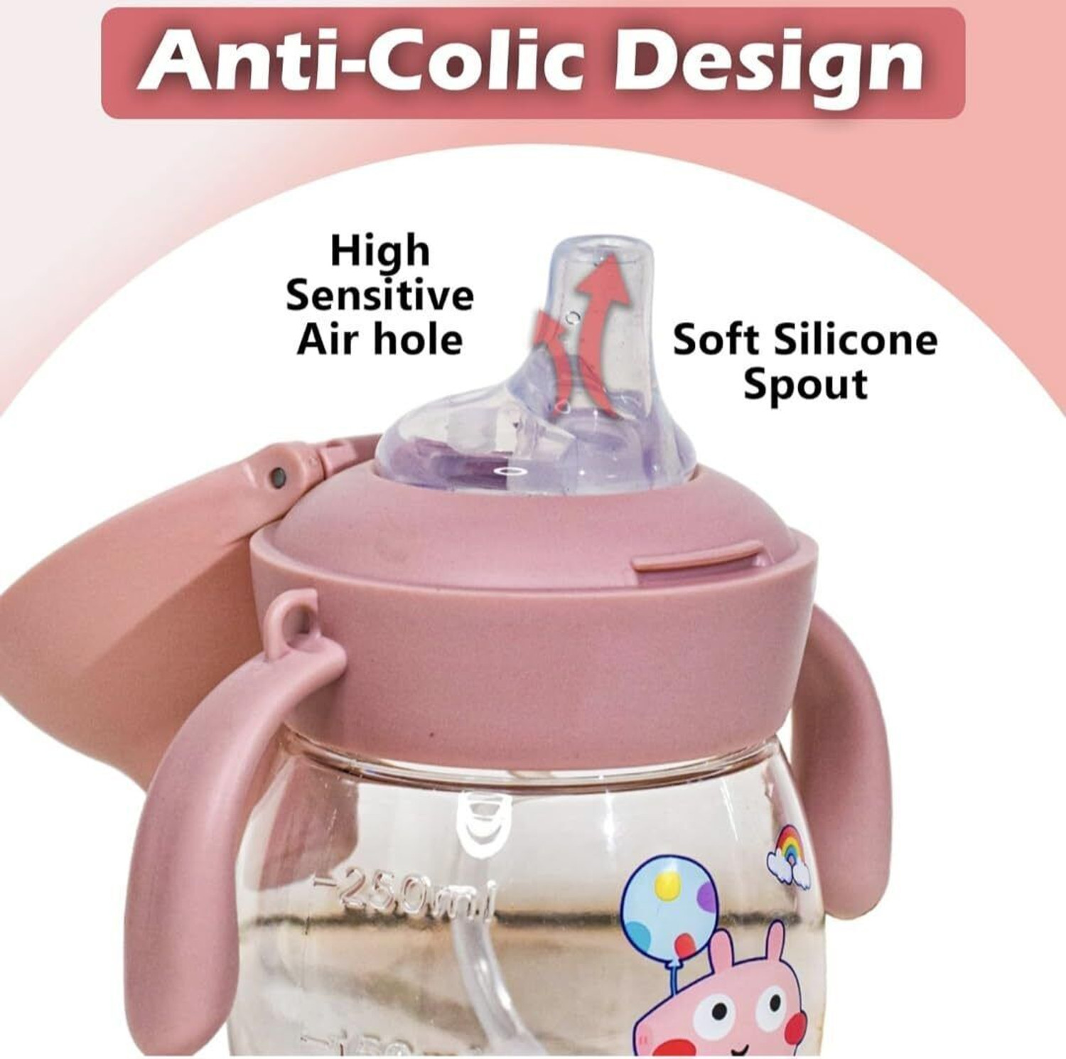 Image of Smiley mia Baby Sipper Cup 340ml, Anti-Spill Design |Soft Silicone Spout & Straw, 6m+ - Silicone