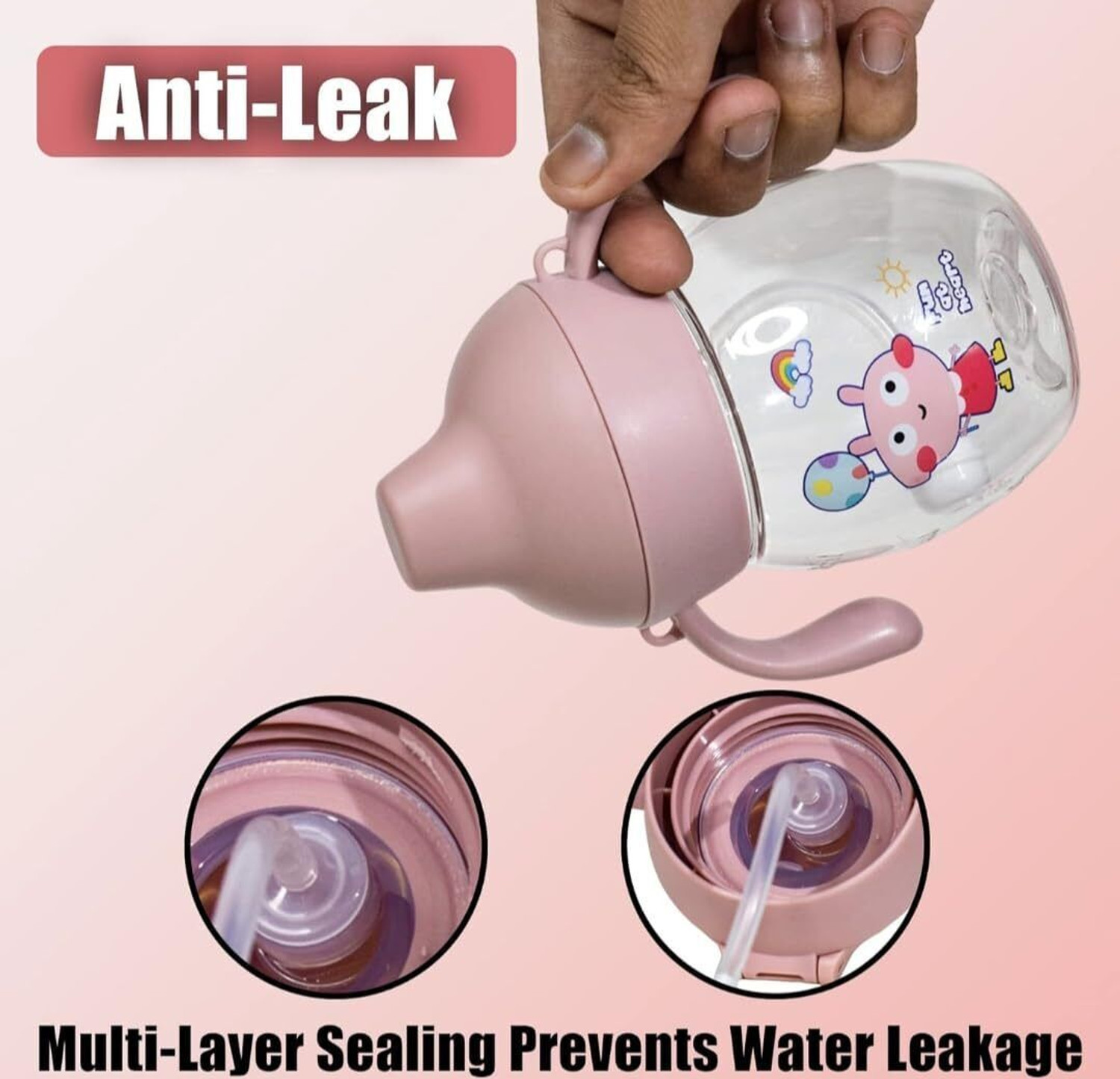 Image of Smiley mia Baby Sipper Cup 340ml, Anti-Spill Design |Soft Silicone Spout & Straw, 6m+ - Silicone