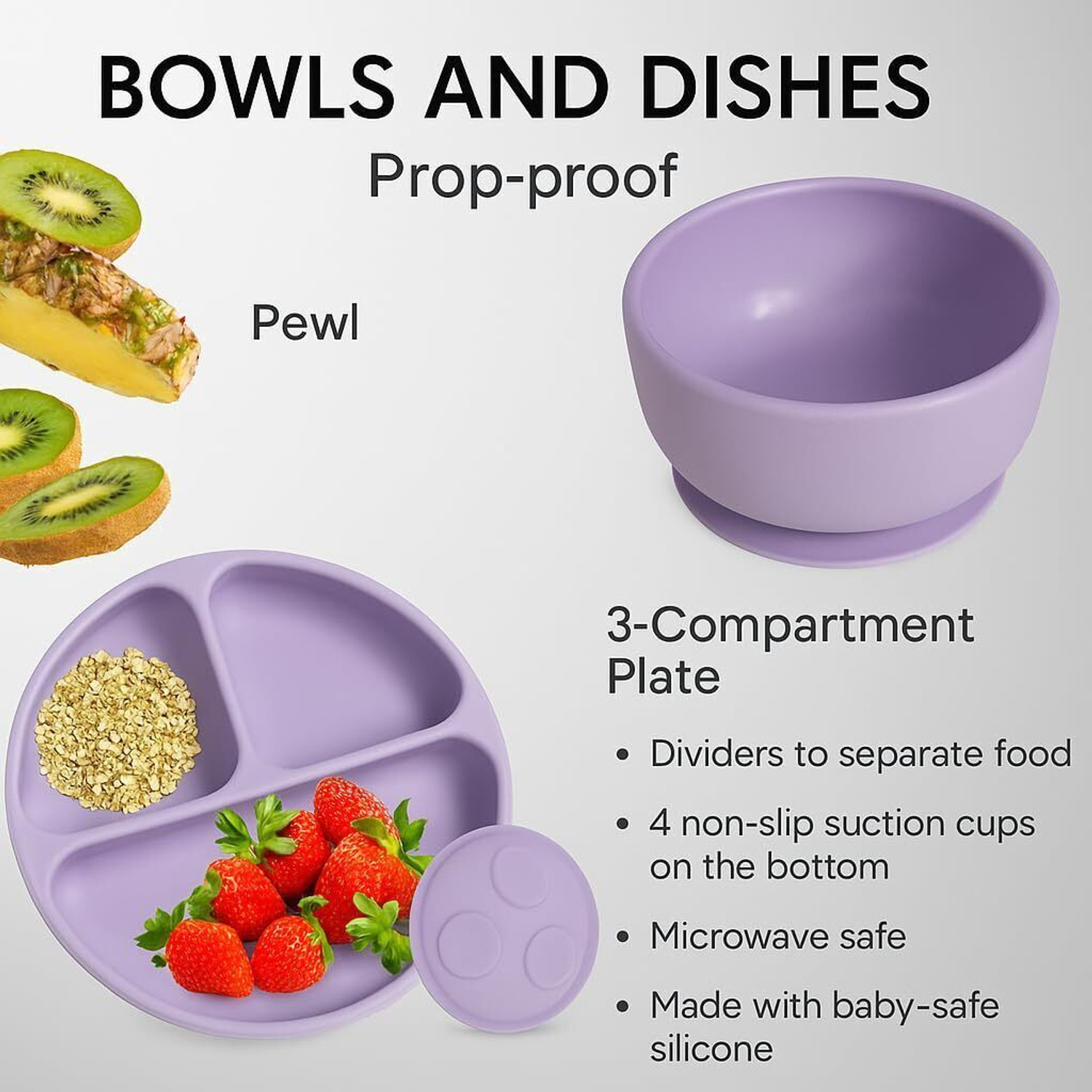 Image of Smiley mia Baby Silicone 4Pc Feeding set - Suction Plate, Bowl, Spoon & Fork, BPA Free - Silicone
