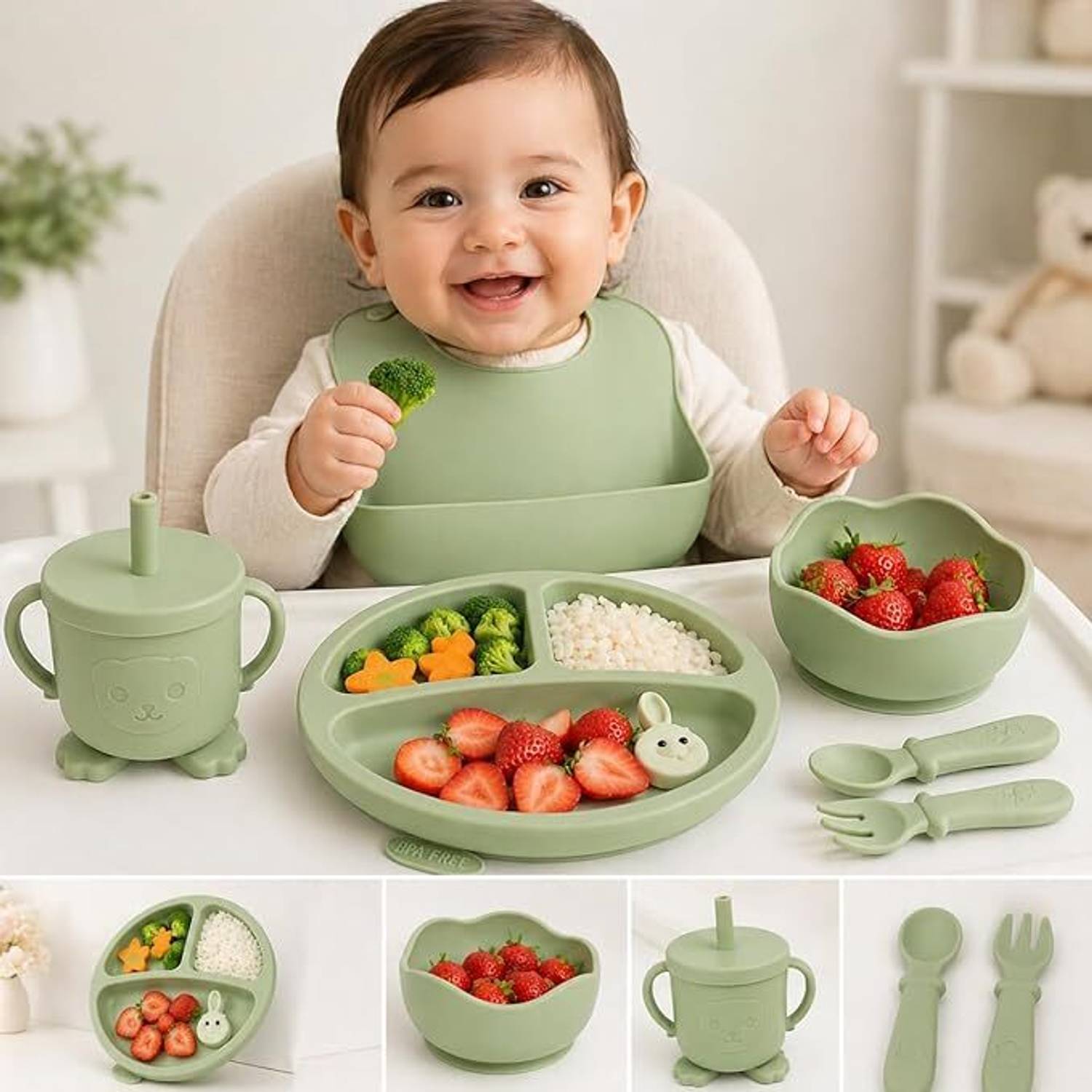 BKJPS 6 Pcs Silicone Baby Feeding Set - Image 2