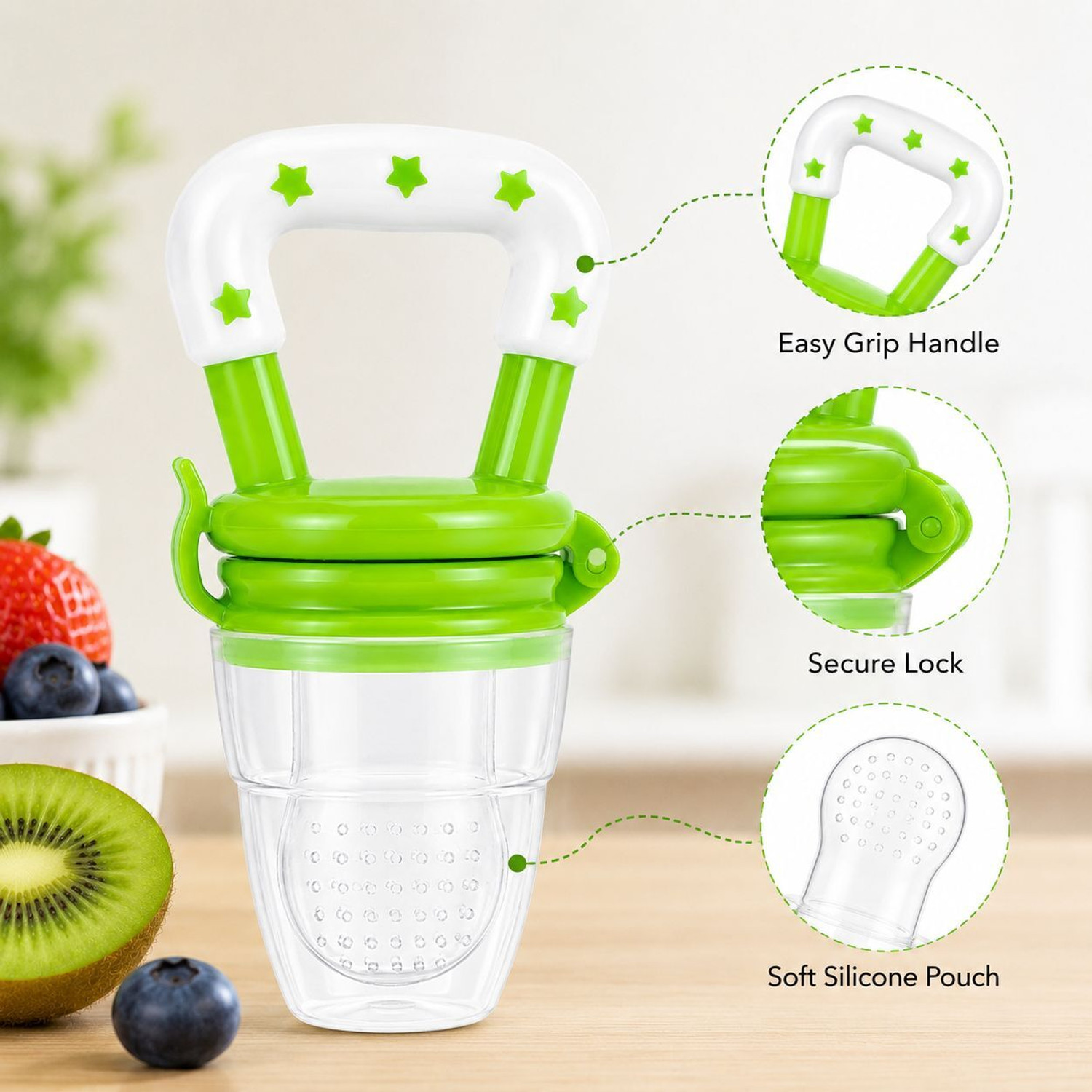 Image of Millionminds NubeeNest Baby Food Feeder (Mint Green) - Silicone