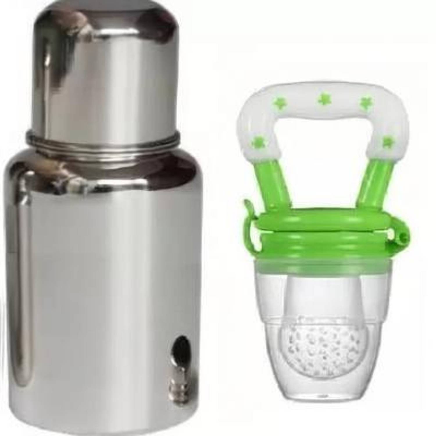 ECOM FASHION HUB New Baby Fedding Utensils Combo of Milk bottle,Feeder,Teether for Baby Care. - Silicon, Stainless Steel