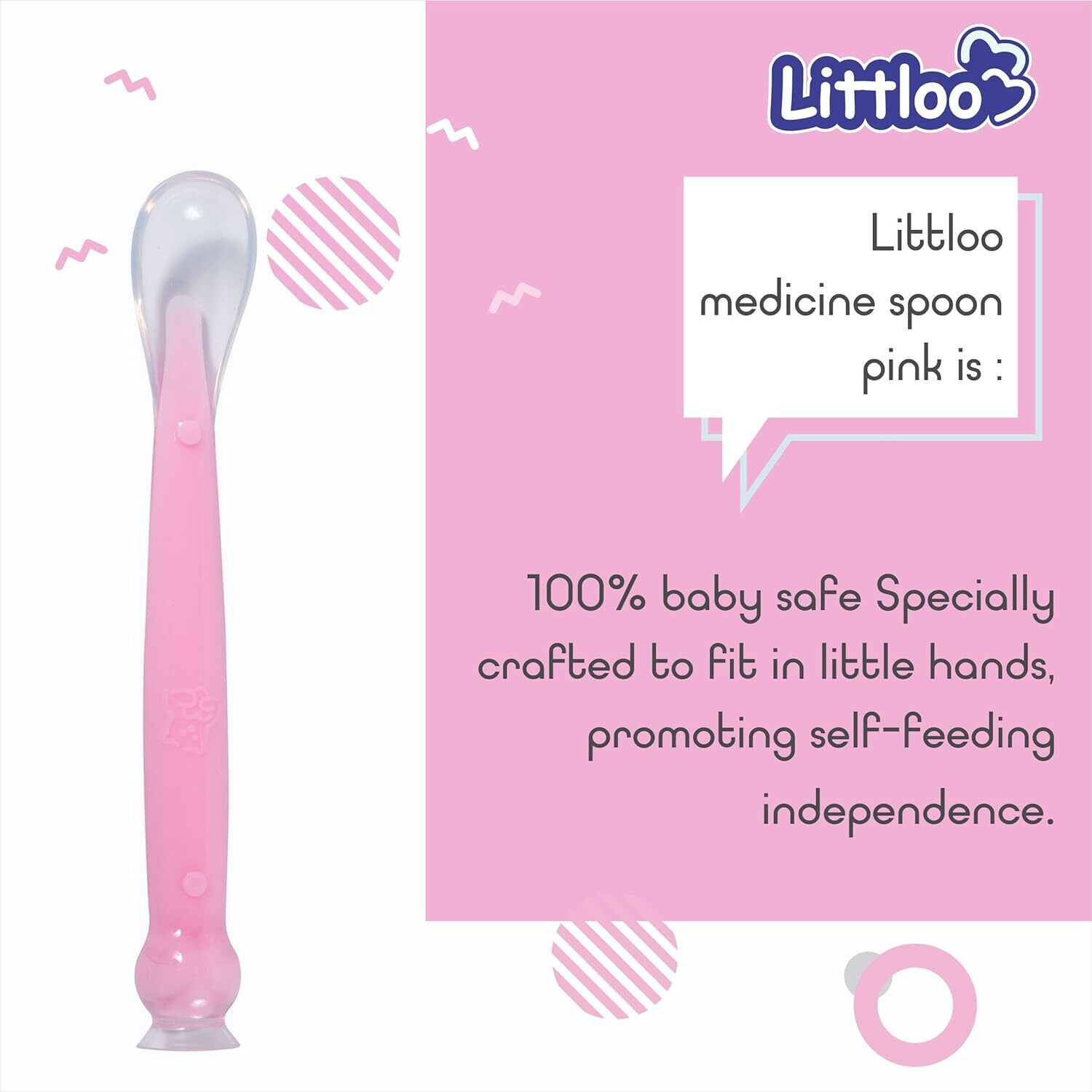 Image of Littloo Baby Medicine Spoon (Pink)(Pack of 2)| Safe, Simple & Accurate Dosing Every Time - Silicone