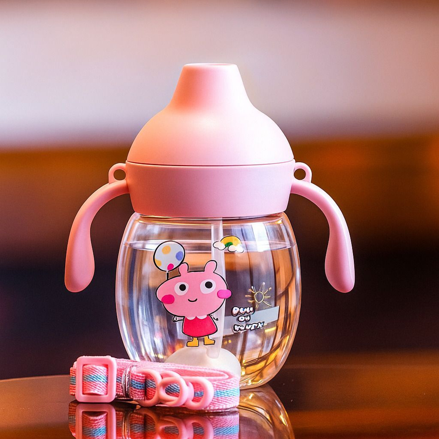 Image of Smiley mia Baby Sipper Cup 340ml, Anti-Spill Design |Soft Silicone Spout & Straw, 6m+ - Silicone