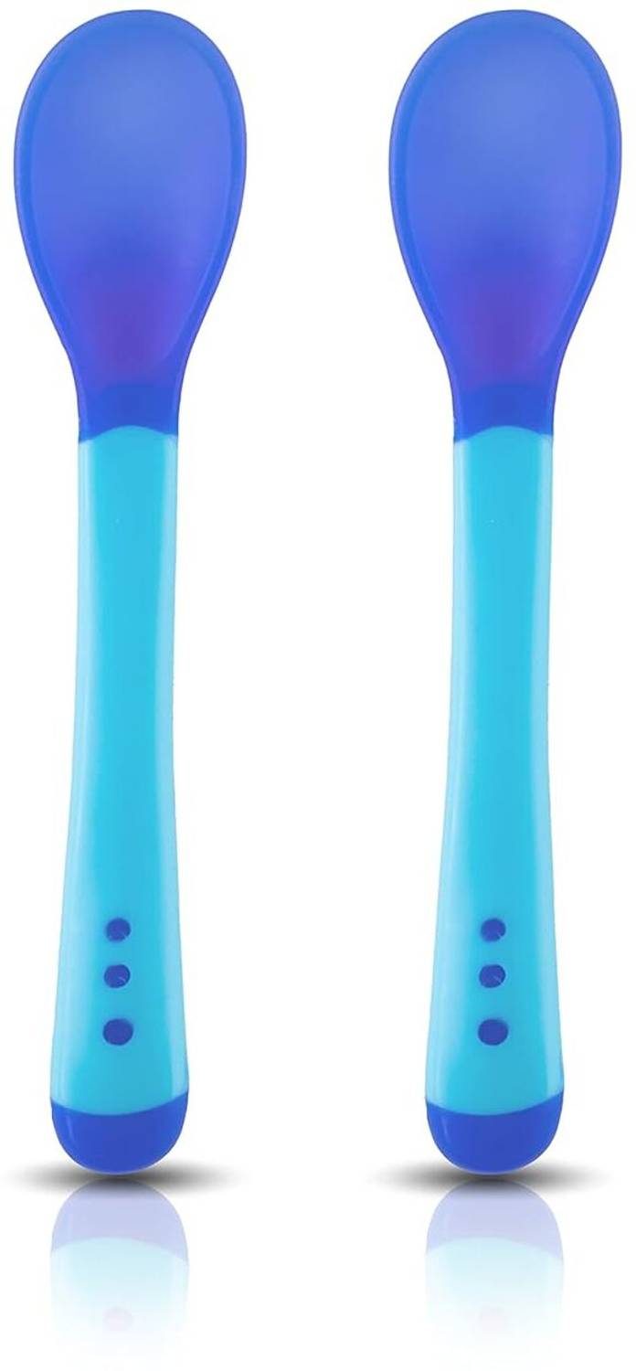 BABY BLOCKS Heat Sensitive Baby Feeding Spoon|Food Grade|Color changing Soft Tip|Pack of 2 - Silicone