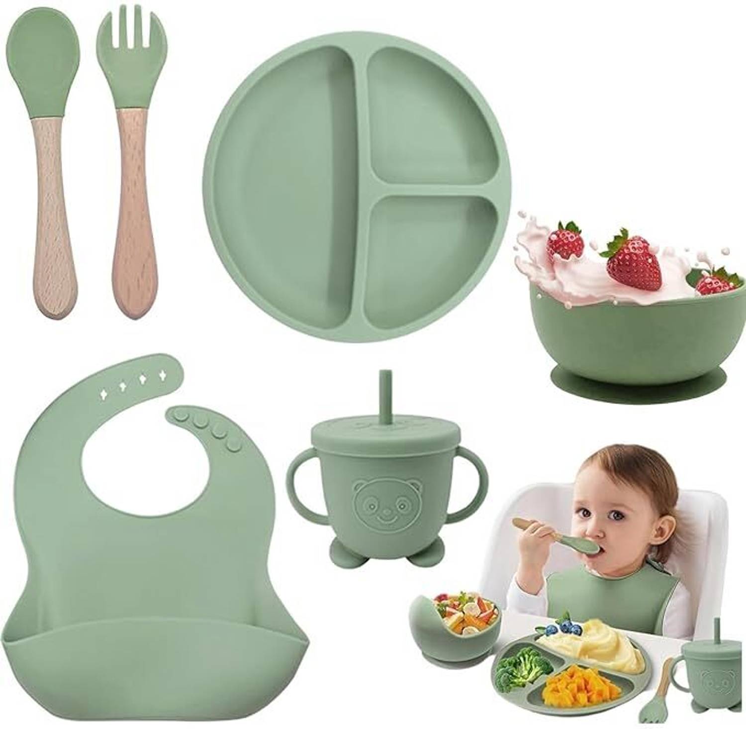 BKJPS 6 Pcs Silicone Baby Feeding Set - Image 1