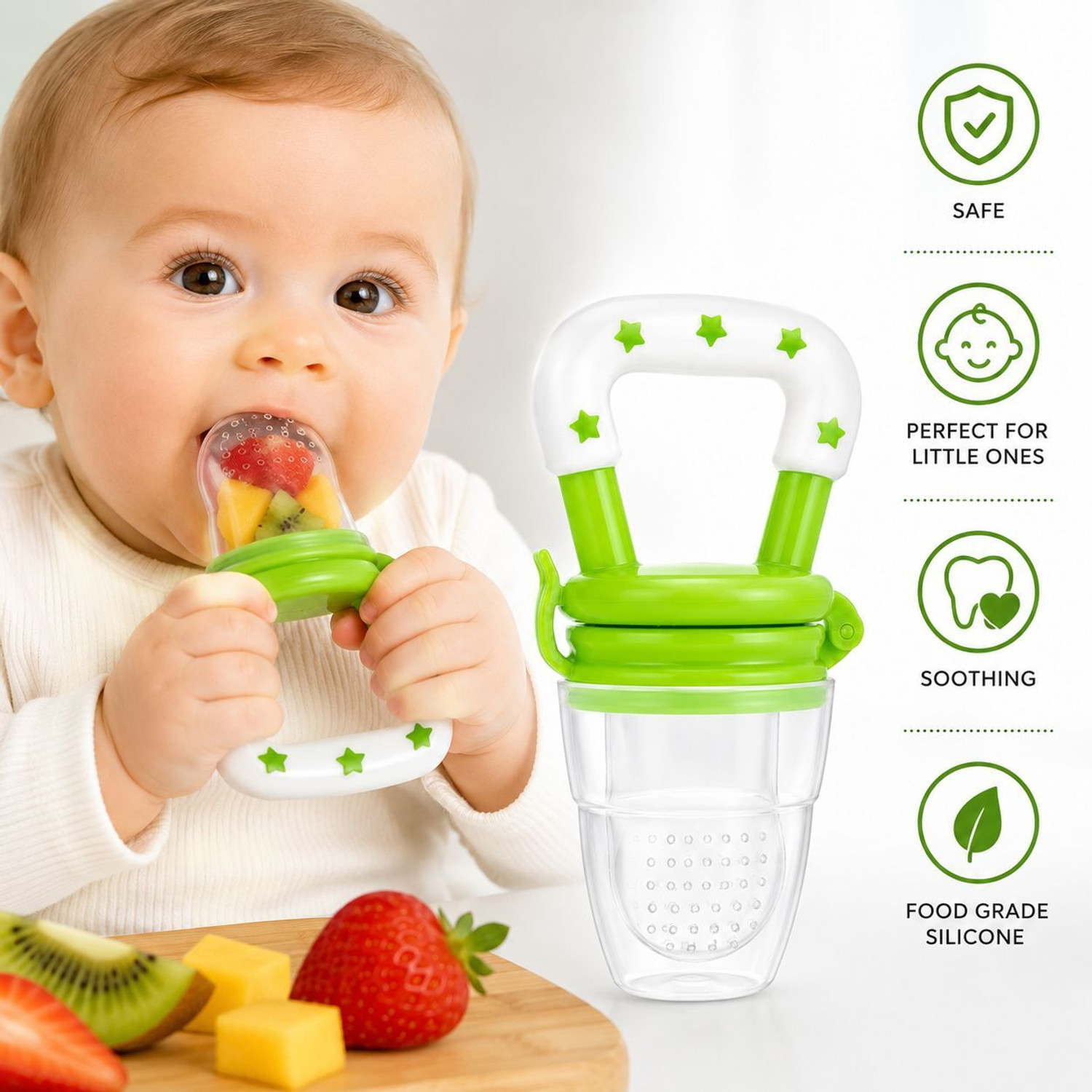 Image of Millionminds NubeeNest Baby Food Feeder (Mint Green) - Silicone