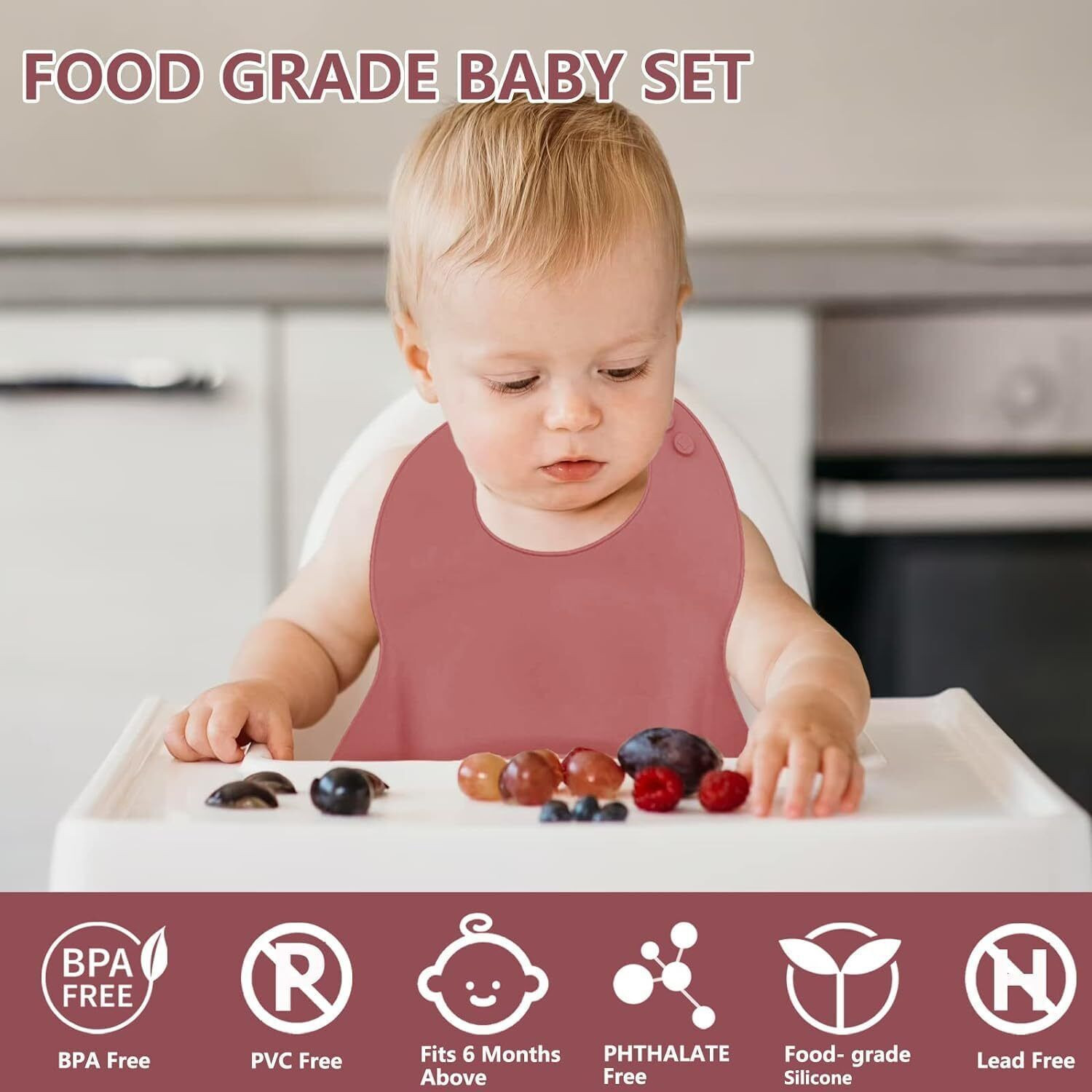 Image of Smiley mia Baby Silicone 4Pc Feeding set - Suction Plate, Bowl, Spoon & Fork, BPA Free - Silicone