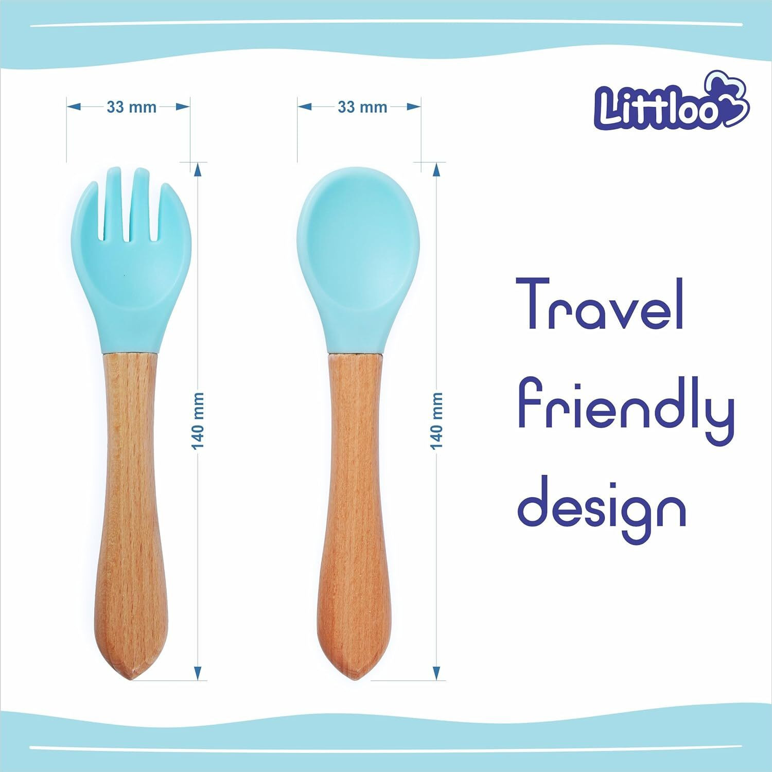 Image of Littloo Baby Fork & Spoon Set |Specially Designed for Tiny Hands| Silicon Spoon For Kids - Silicone