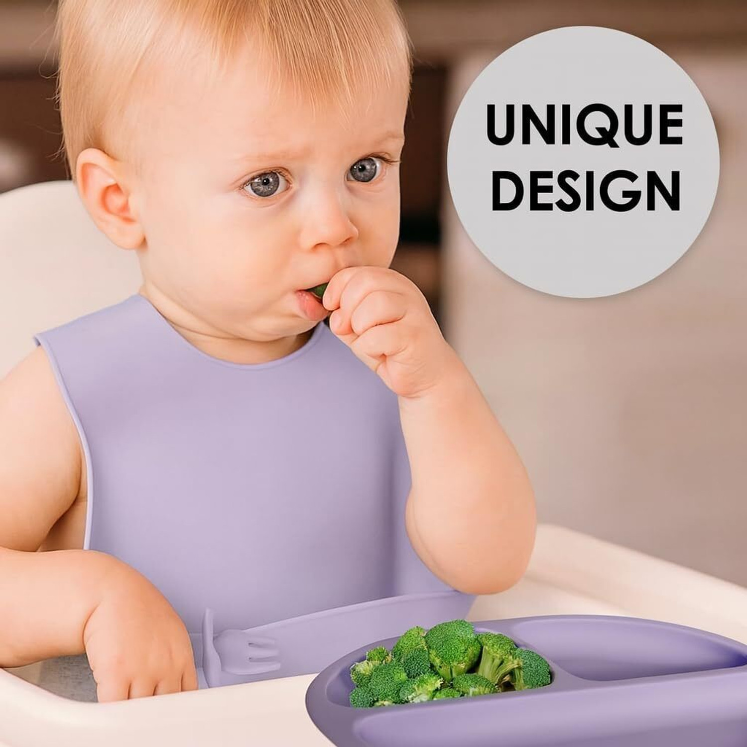 Image of Smiley mia Baby Silicone 4Pc Feeding set - Suction Plate, Bowl, Spoon & Fork, BPA Free - Silicone