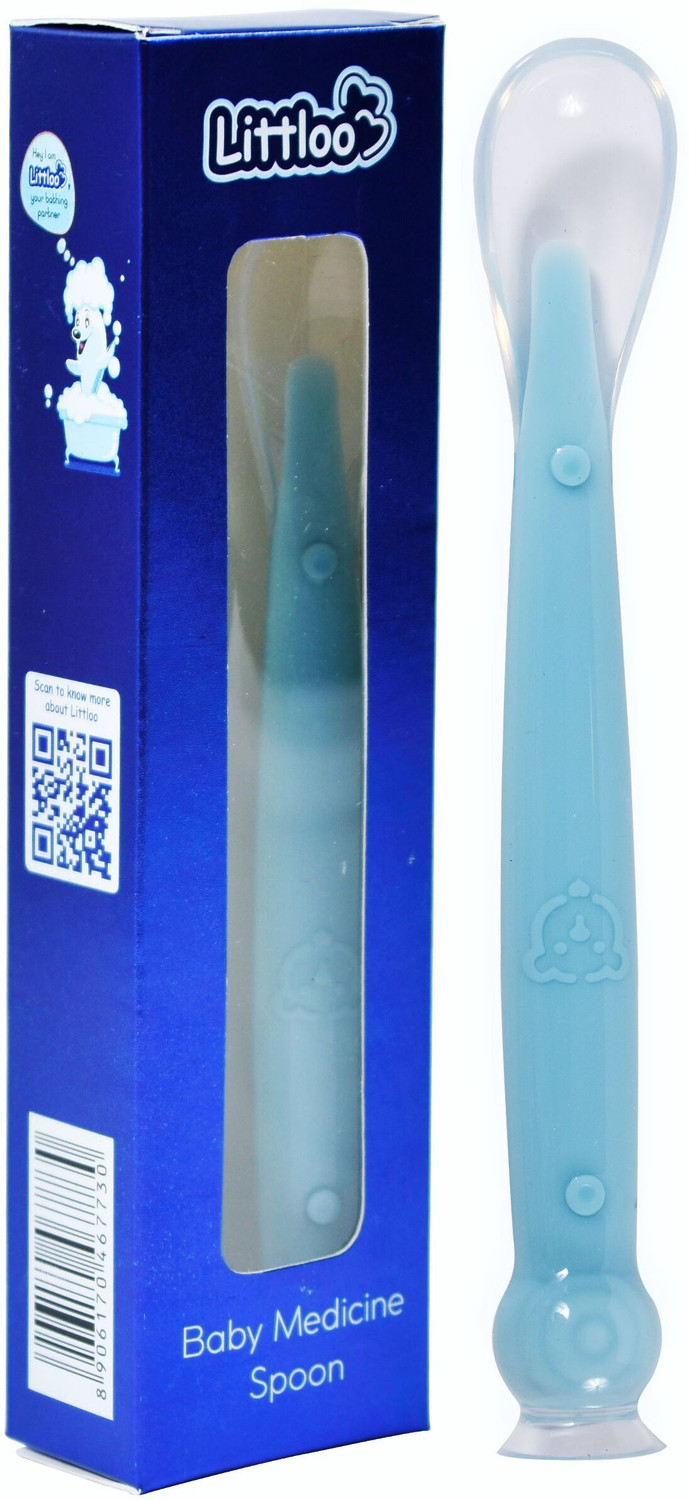Image of Littloo Baby Medicine Spoon (Blue) | Safe, Simple & Accurate Dosing Every Time - Silicone