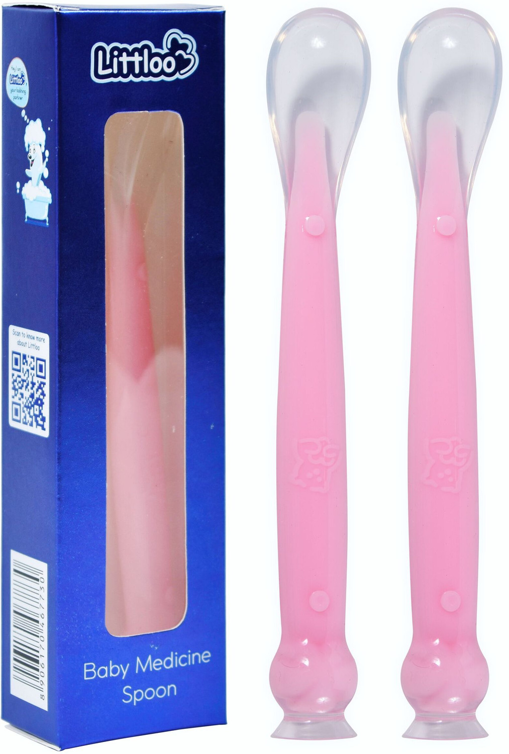 Image of Littloo Baby Medicine Spoon (Pink)(Pack of 2)| Safe, Simple & Accurate Dosing Every Time - Silicone