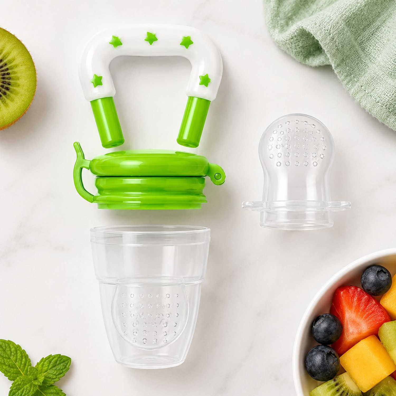Image of Millionminds NubeeNest Baby Food Feeder (Mint Green) - Silicone